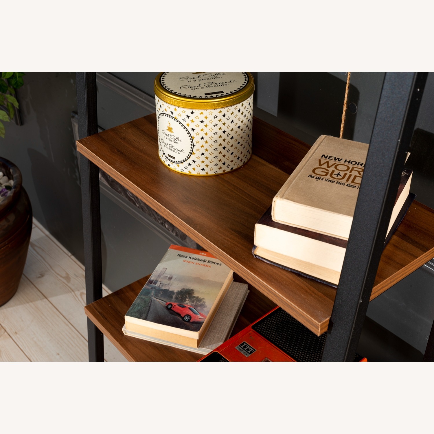 Wayfair Modern Walnut Metal Ladder Bookcase – 4-Tier - image-8