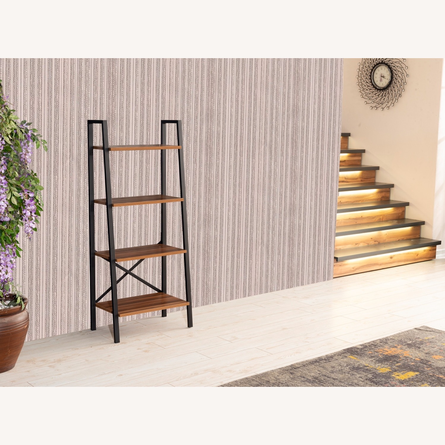 Wayfair Modern Walnut Metal Ladder Bookcase – 4-Tier - image-9