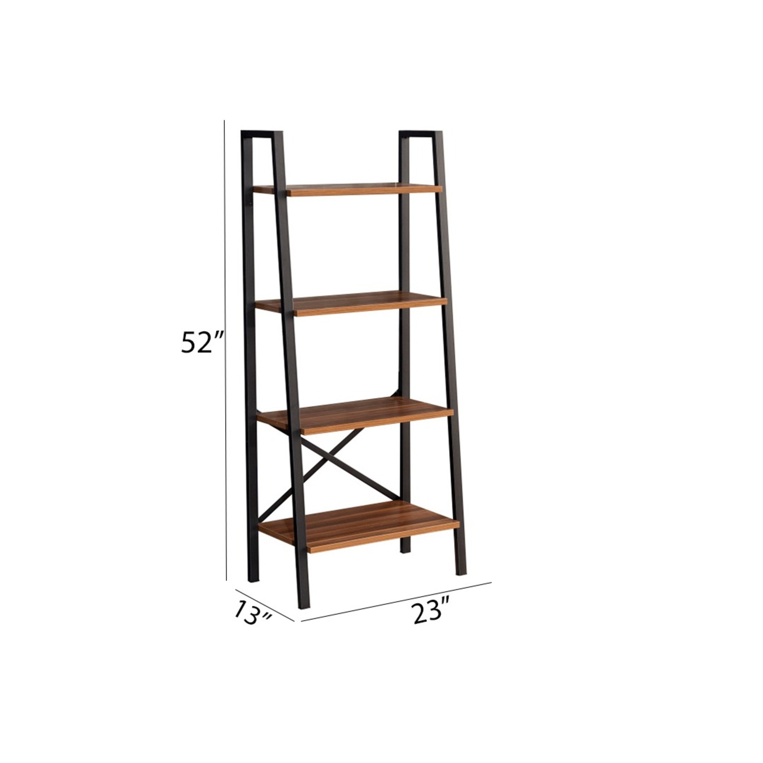 Wayfair Modern Walnut Metal Ladder Bookcase – 4-Tier - image-1