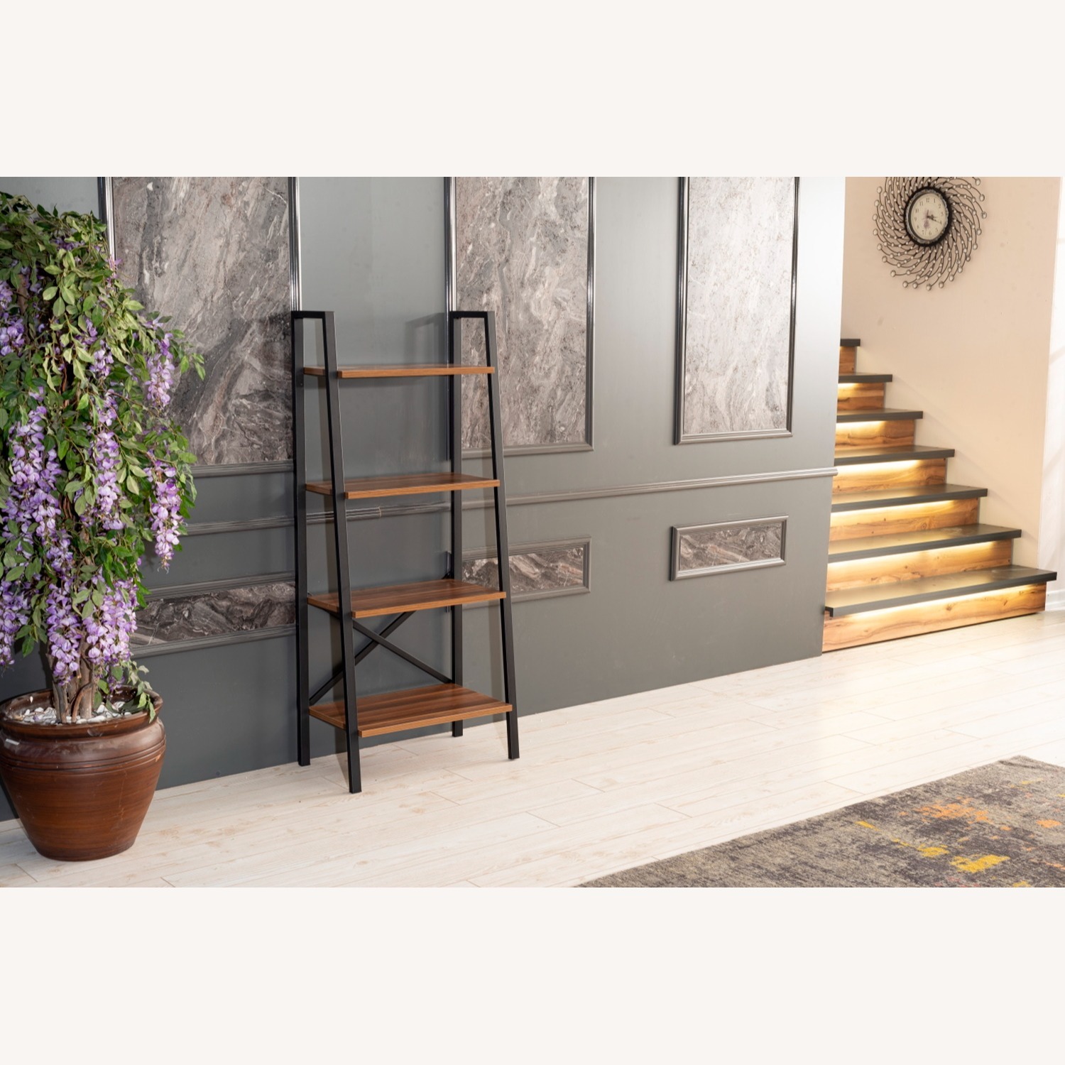Wayfair Modern Walnut Metal Ladder Bookcase – 4-Tier - image-2
