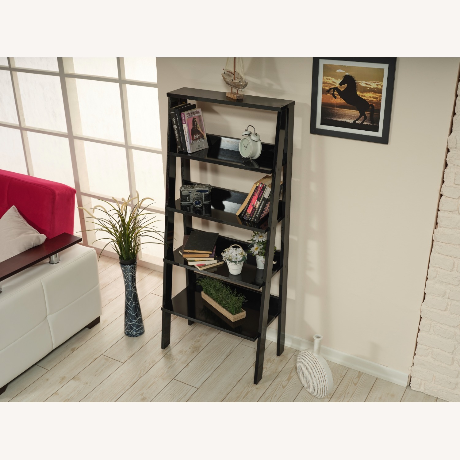 Wayfair Black Ladder Bookcase – 5-Shelf, 55” H - image-4