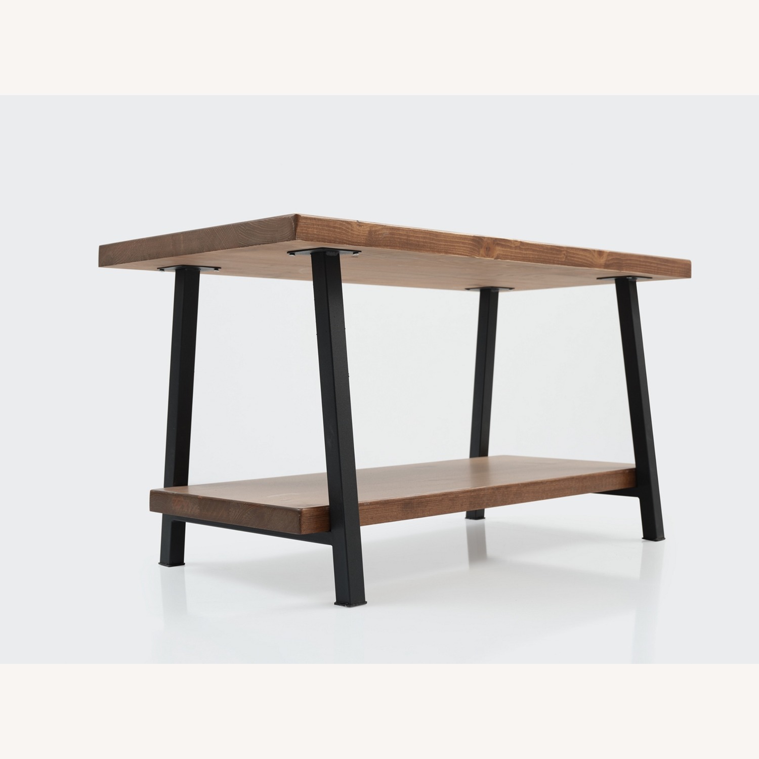 Rustic Wood & Metal Coffee Table – Open Shelf - image-9