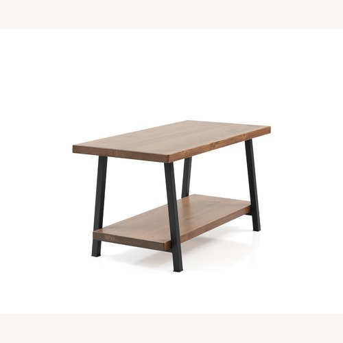 Used Rustic Wood & Metal Coffee Table – Open Shelf for sale on AptDeco