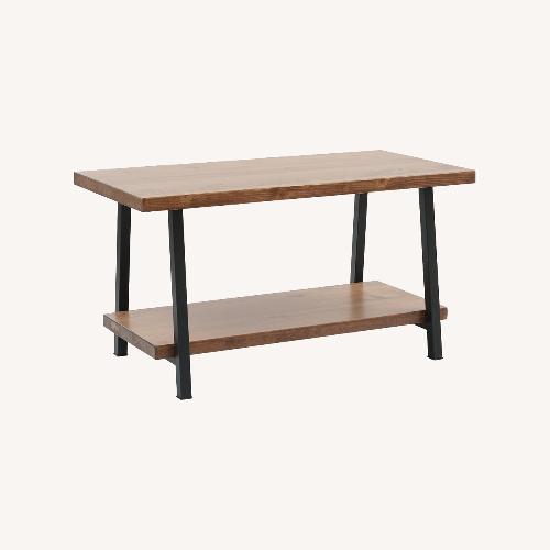 Used Rustic Wood & Metal Coffee Table – Open Shelf for sale on AptDeco