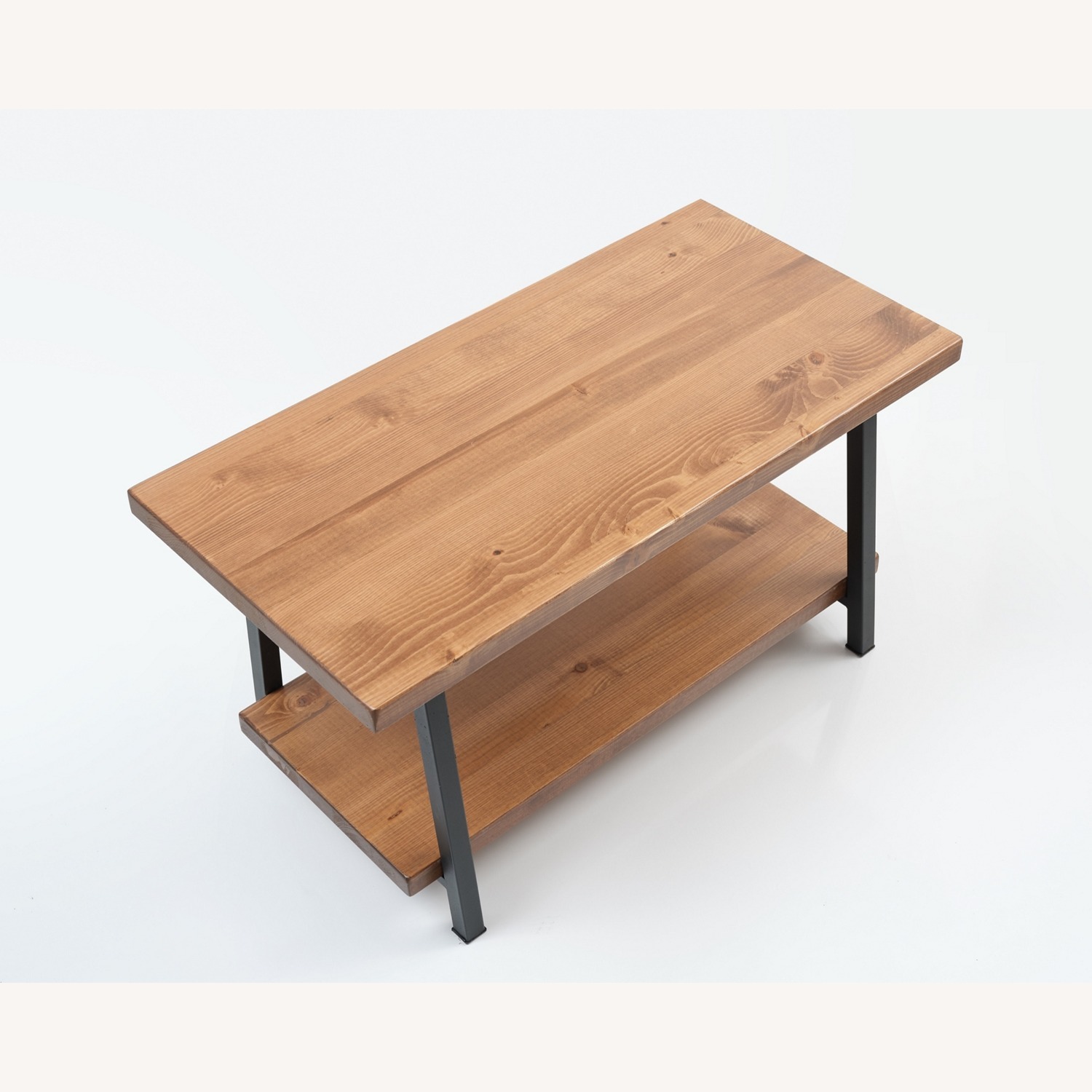 Rustic Wood & Metal Coffee Table – Open Shelf - image-7