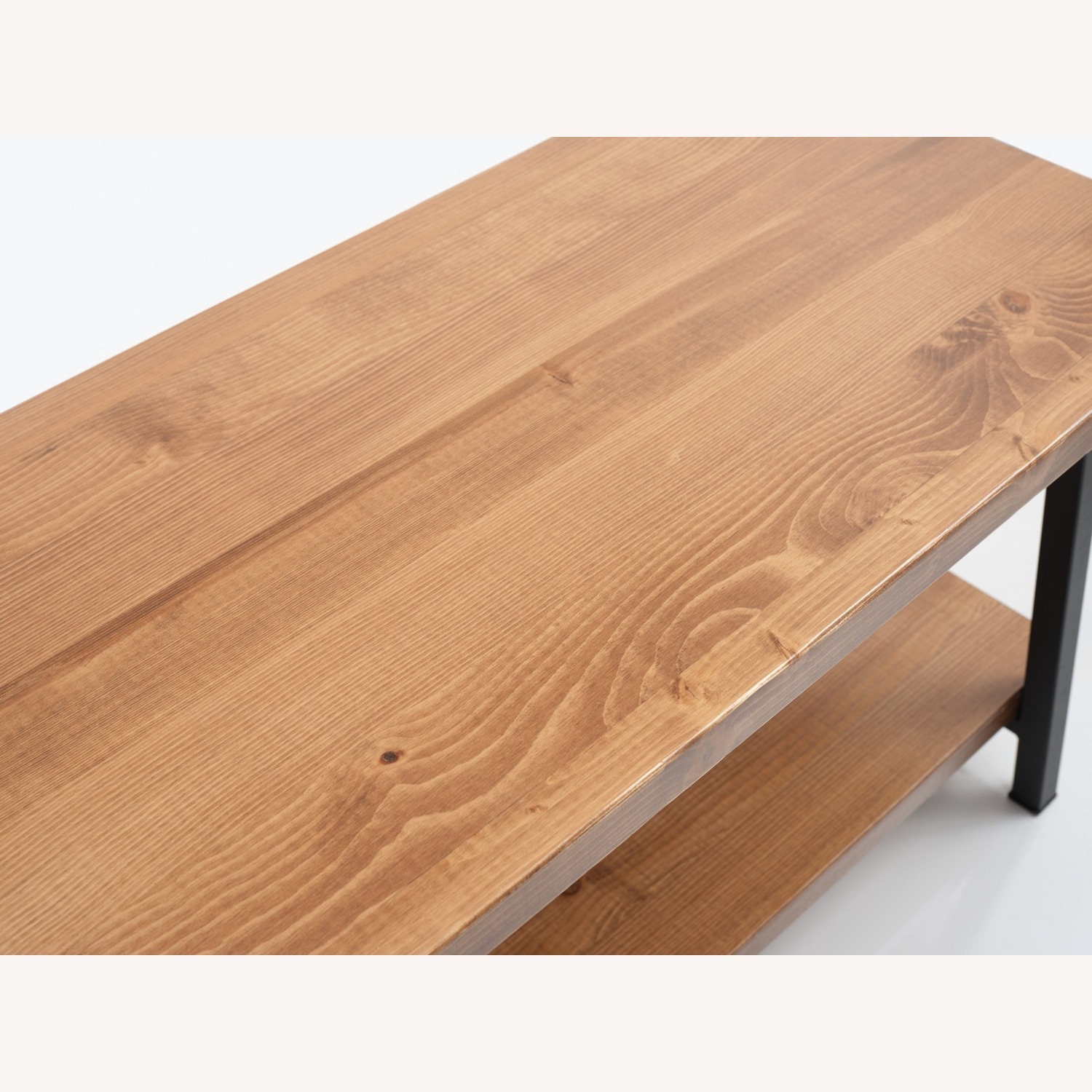 Rustic Wood & Metal Coffee Table – Open Shelf - image-8