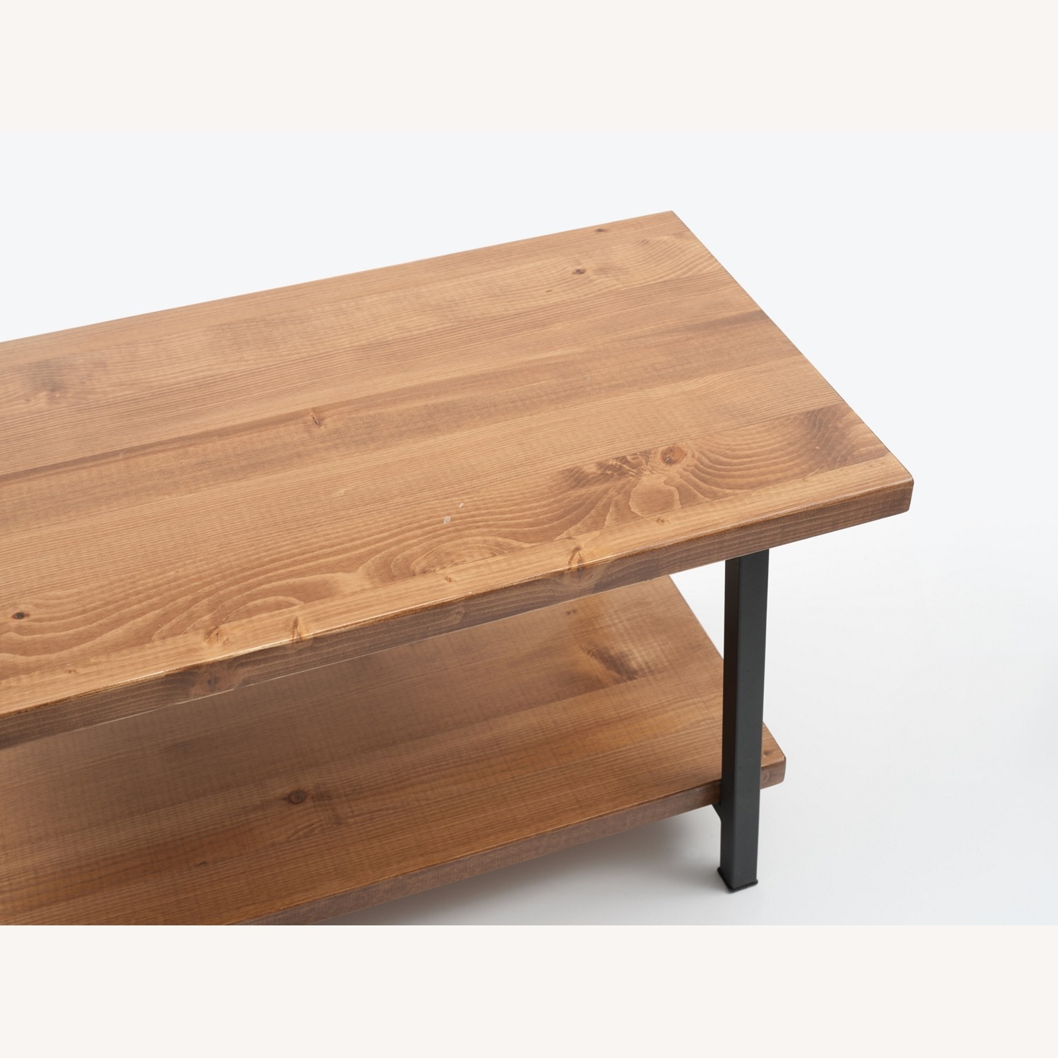 Rustic Wood & Metal Coffee Table – Open Shelf - image-6