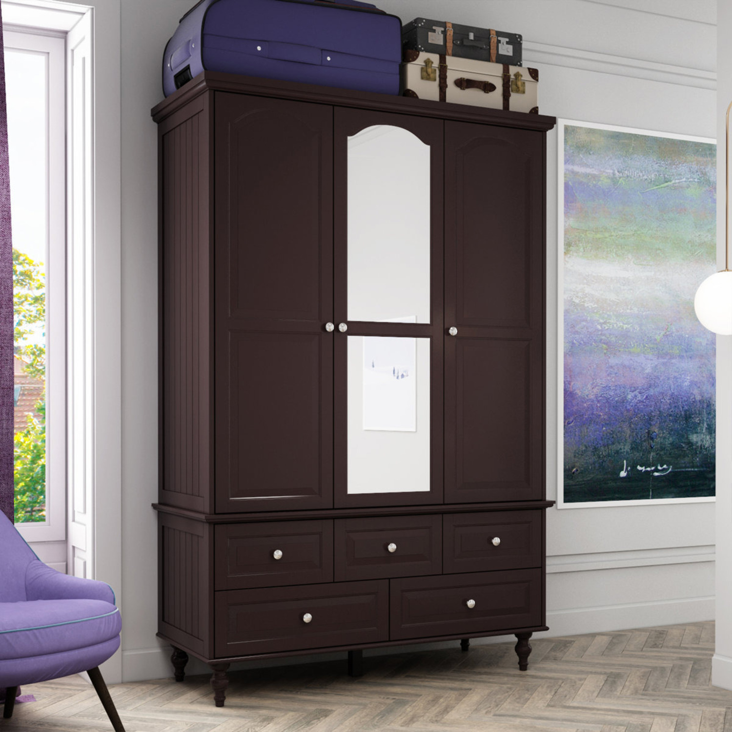 Alcott Hill Espresso Armoire - image-3