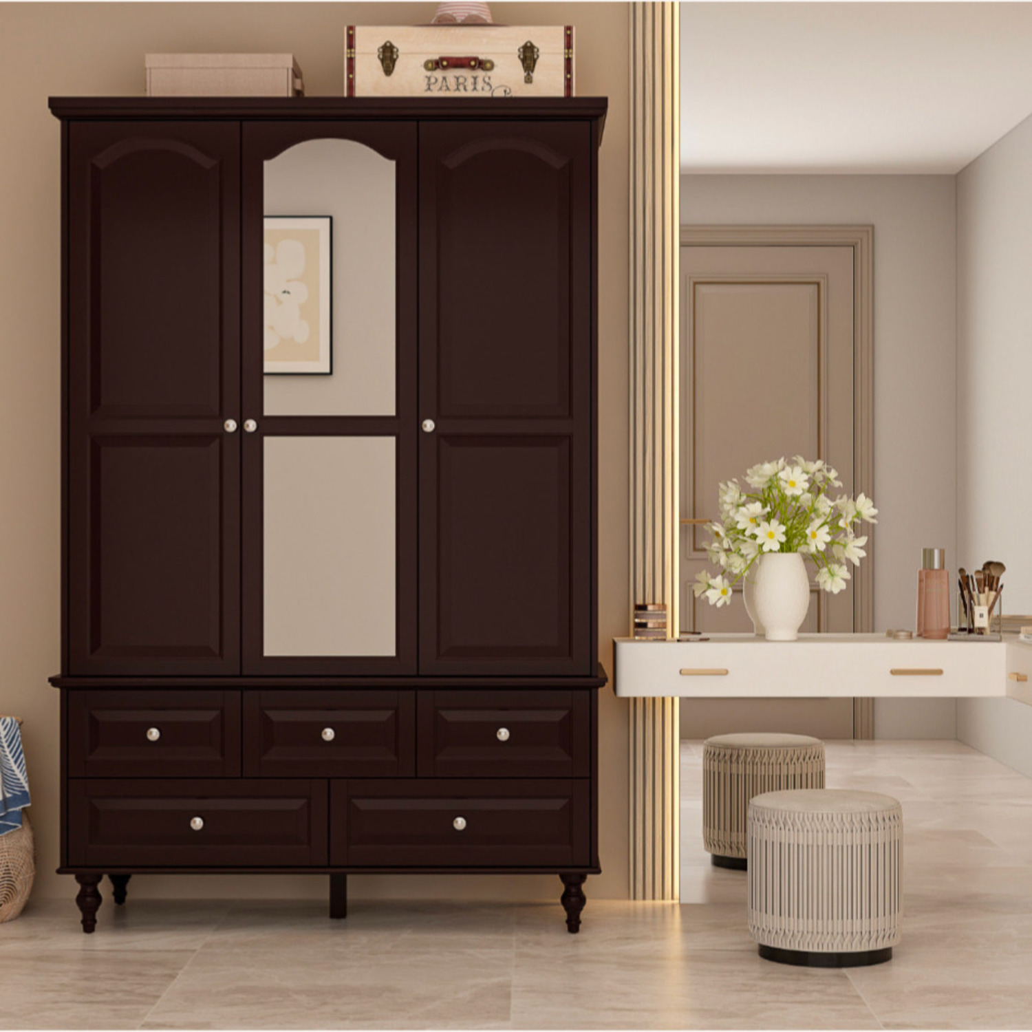 Alcott Hill Espresso Armoire - image-1