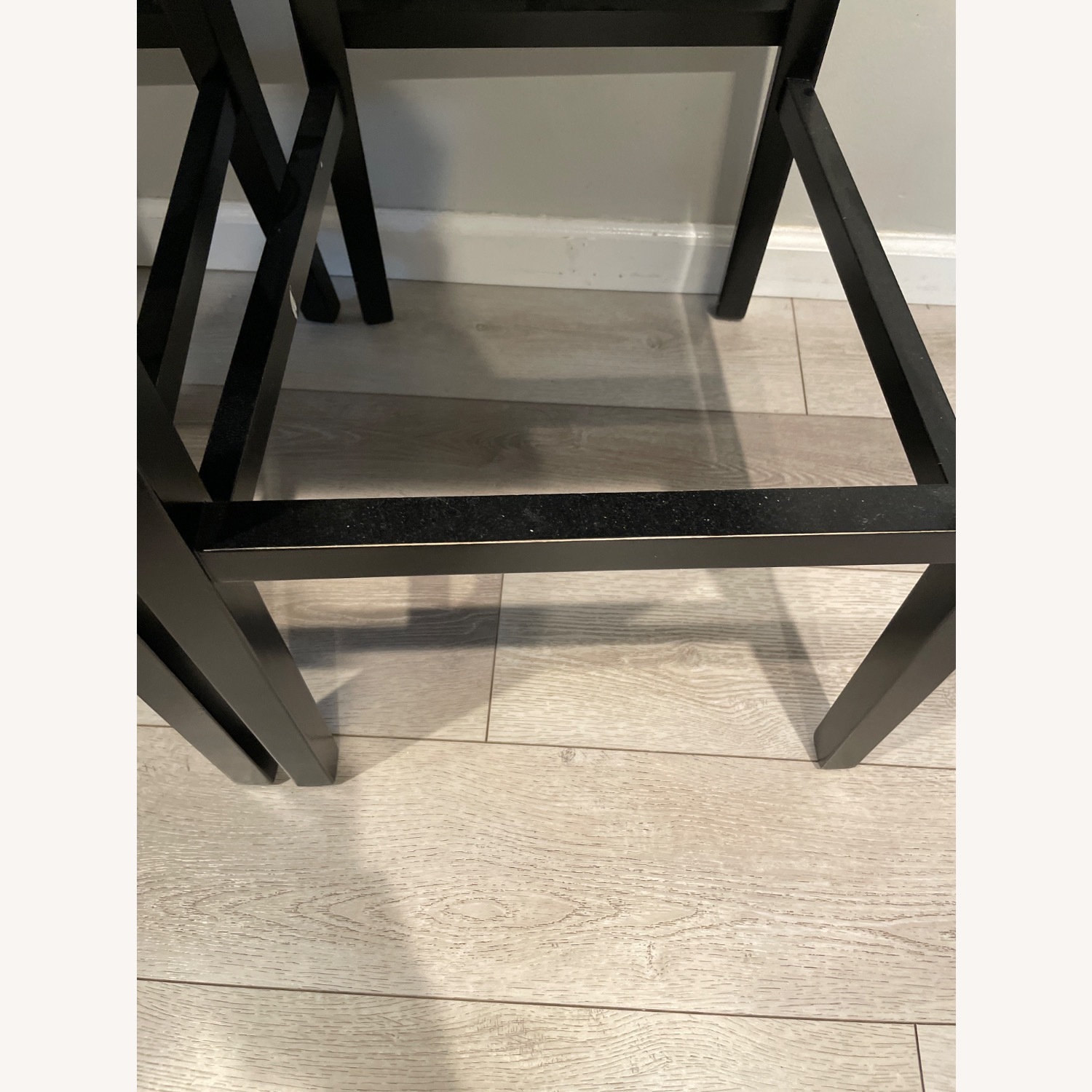 Crate & Barrel Lowe Smoke Grey Leather Bar Stool With Ebony Legs (3x) - image-6