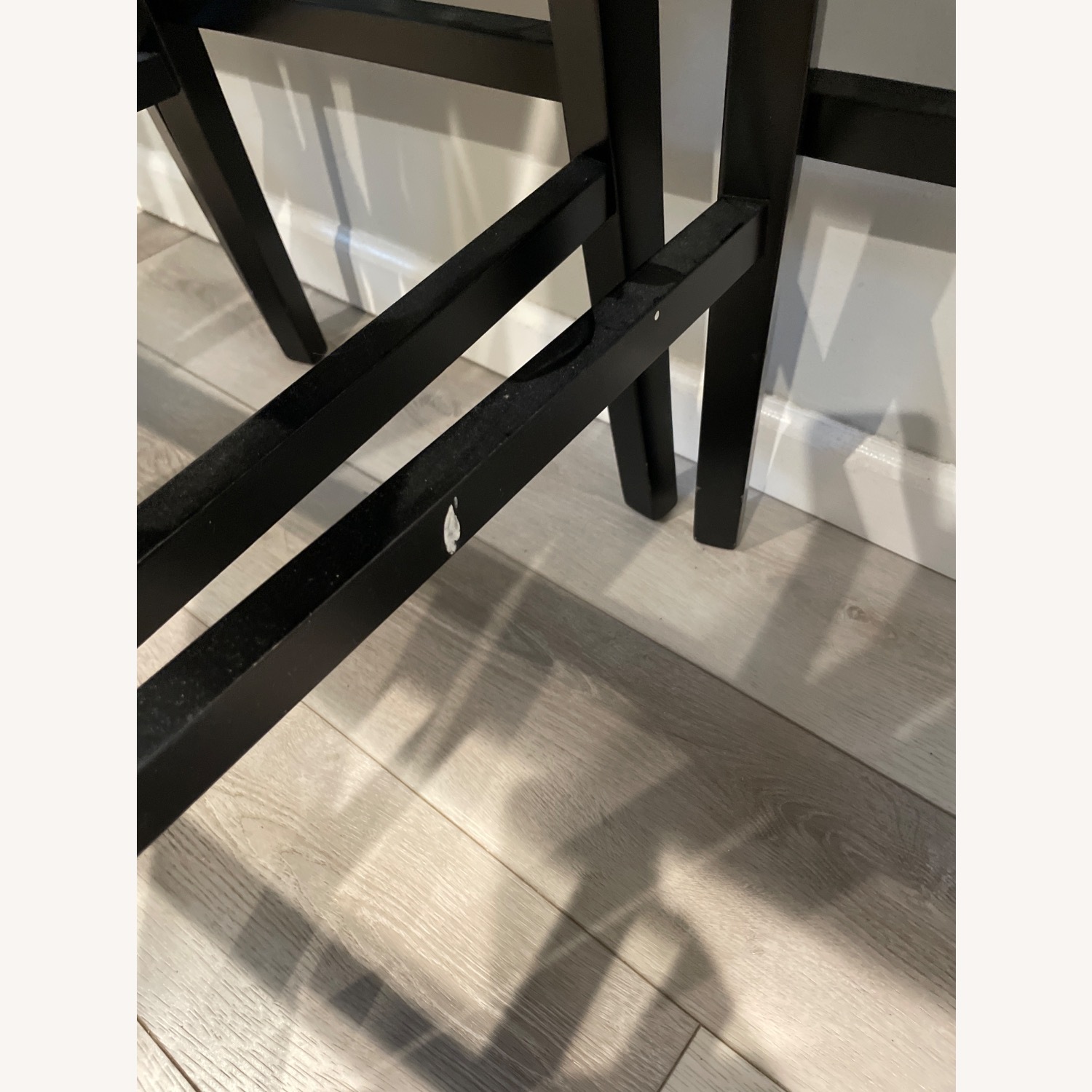 Crate & Barrel Lowe Smoke Grey Leather Bar Stool With Ebony Legs (3x) - image-7