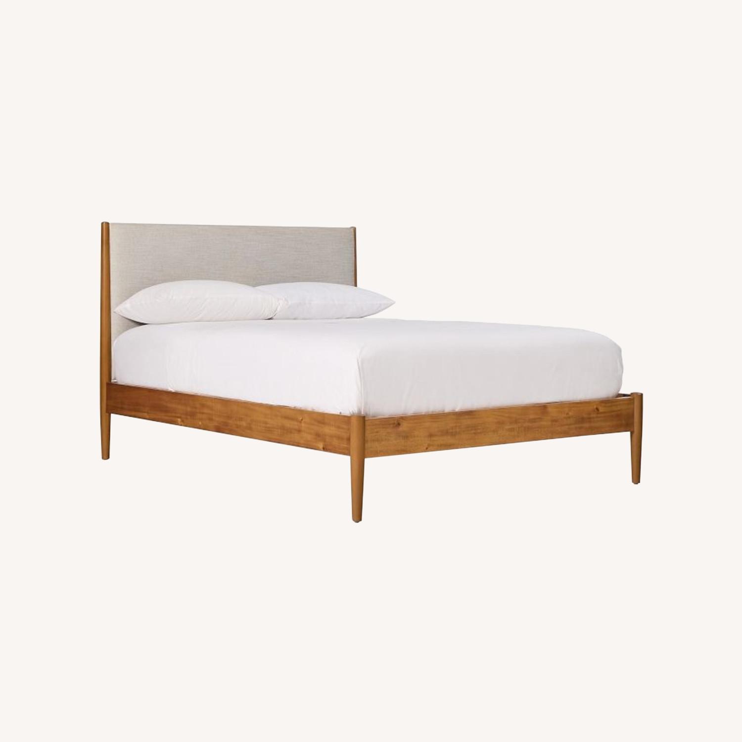 West Elm Queen Mid-Century Upholstered Bed - image-0