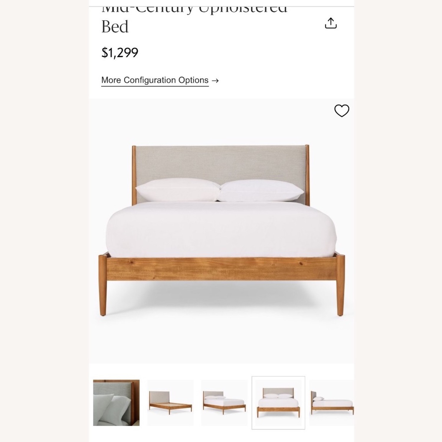 West Elm Queen Mid-Century Upholstered Bed - image-5