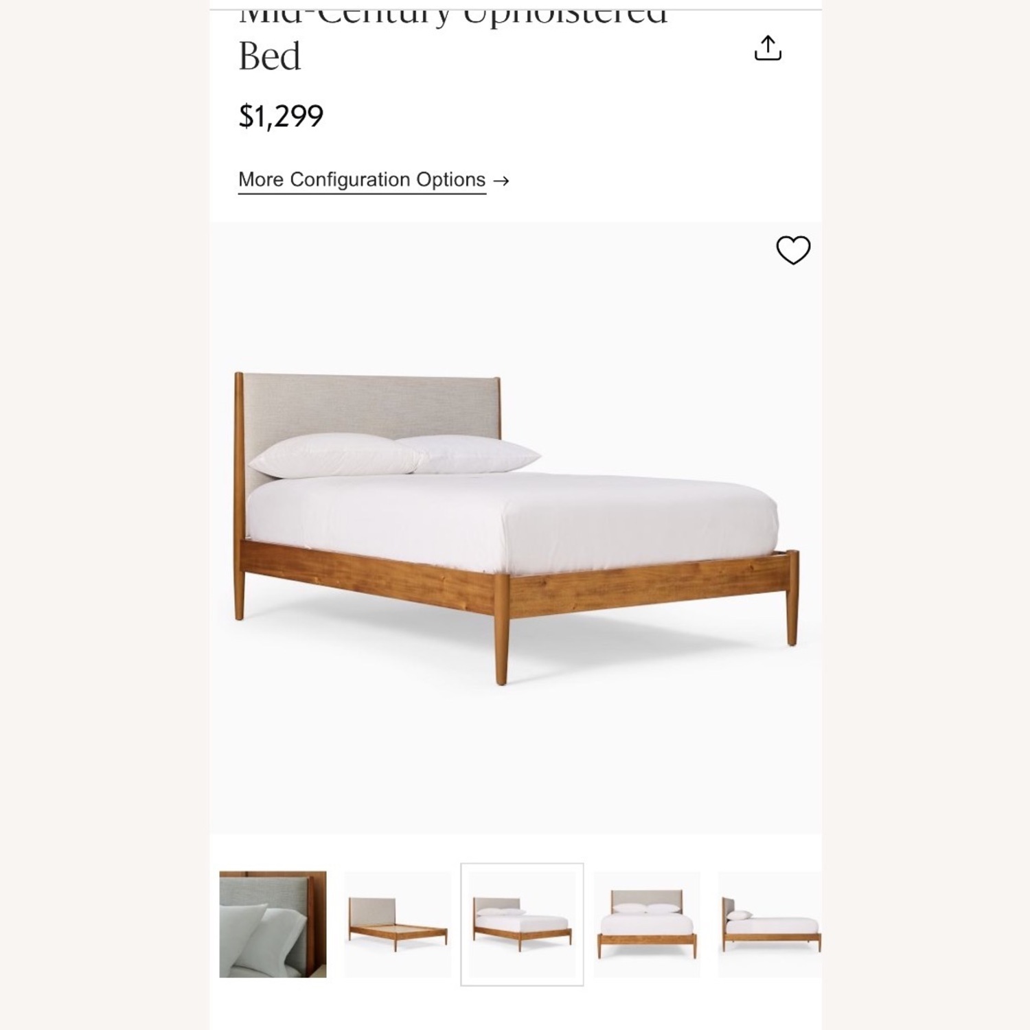West Elm Queen Mid-Century Upholstered Bed - image-6
