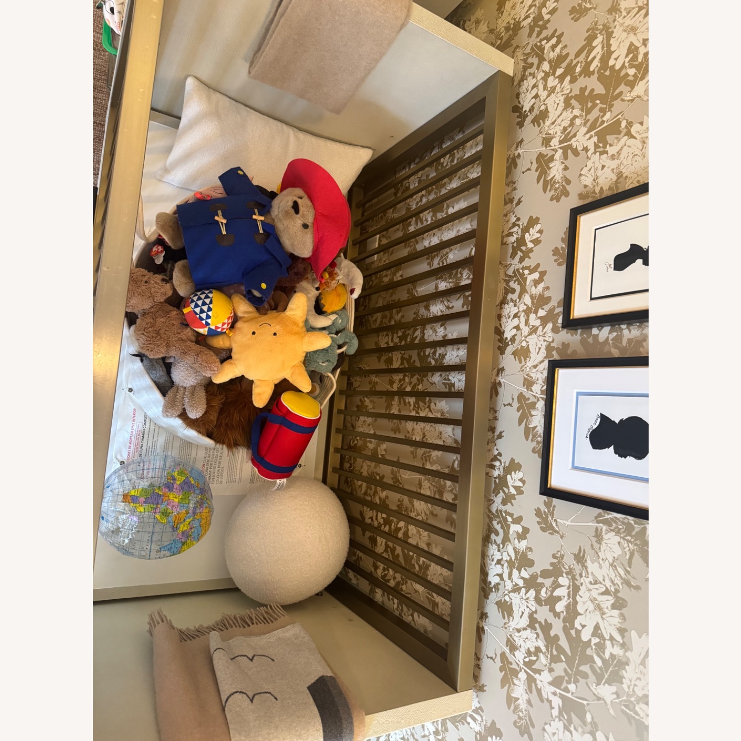 RH Clio Shagreen Storage Panel Crib - Brass - image-3