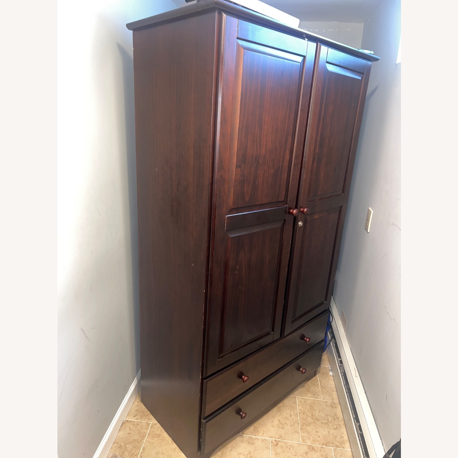 Vintage/Antique Finds Dark Brown Wood Armoire - image-1