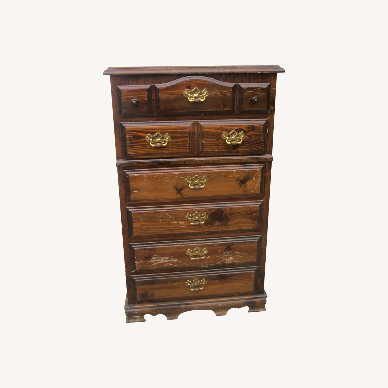 Vintage Tall Gentelmens Dresser, 6 Drawers - image-0