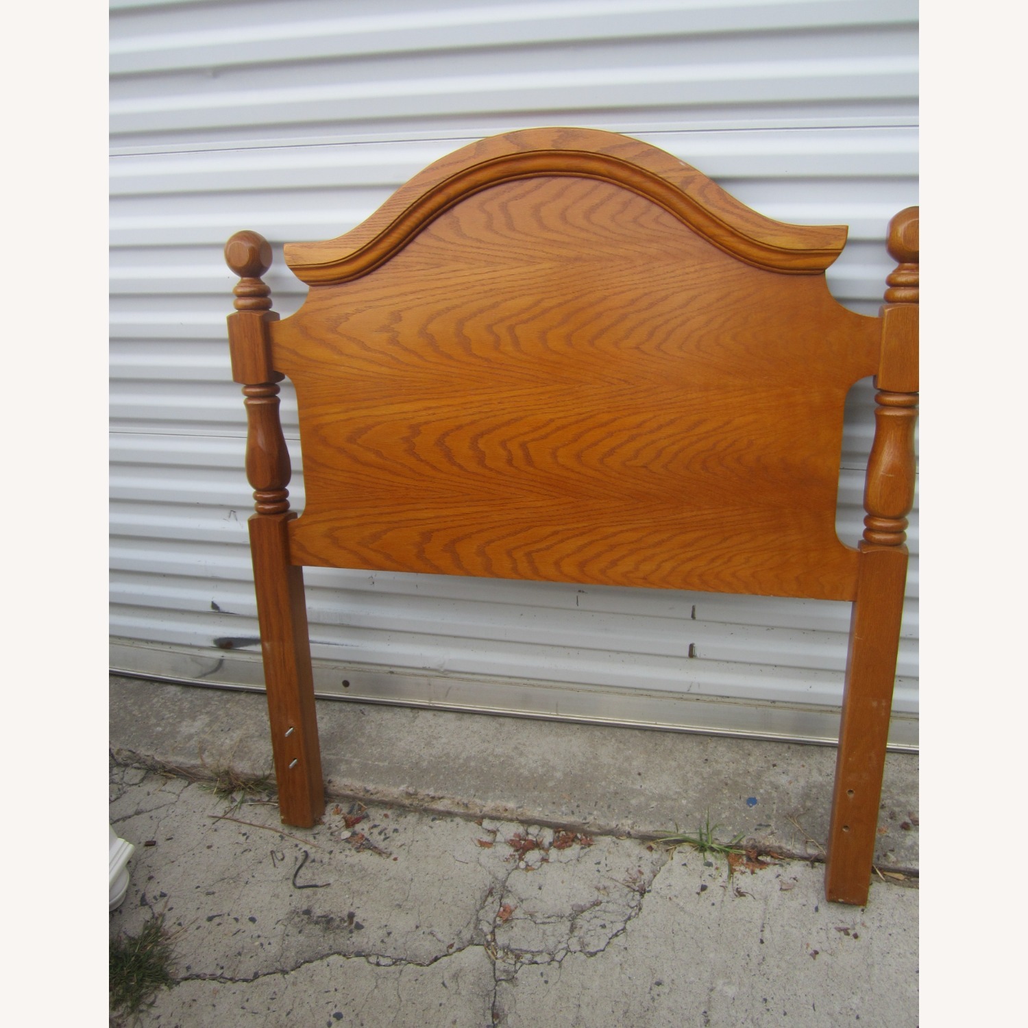 Vintage 90's Wood Twin Headboard Arch Top - image-5