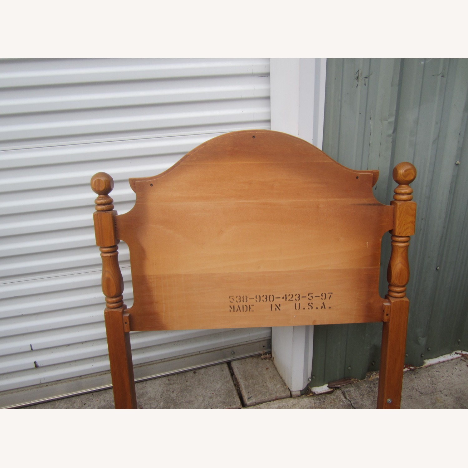 Vintage 90's Wood Twin Headboard Arch Top - image-6