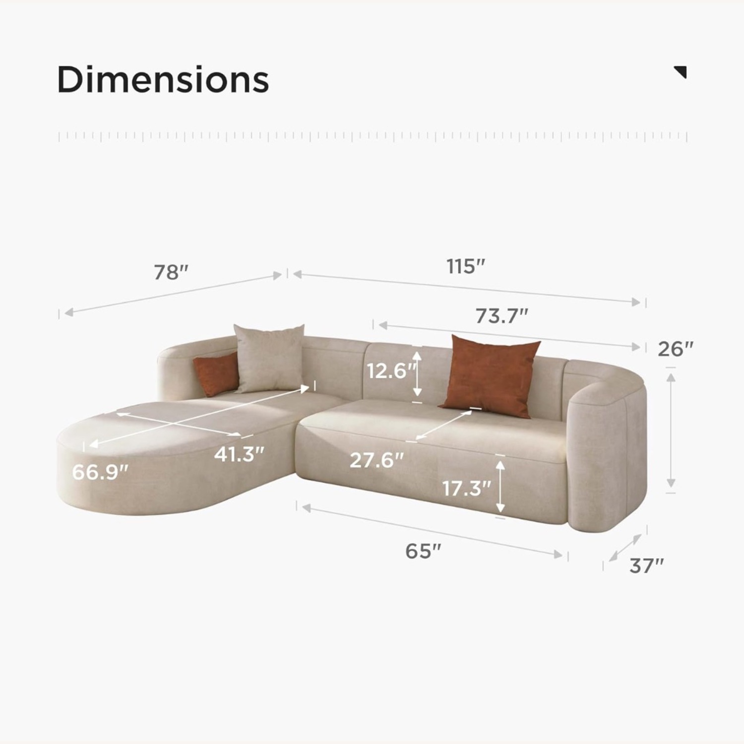 Acanva Luxury Velvet L-Shaped Sectional - image-5