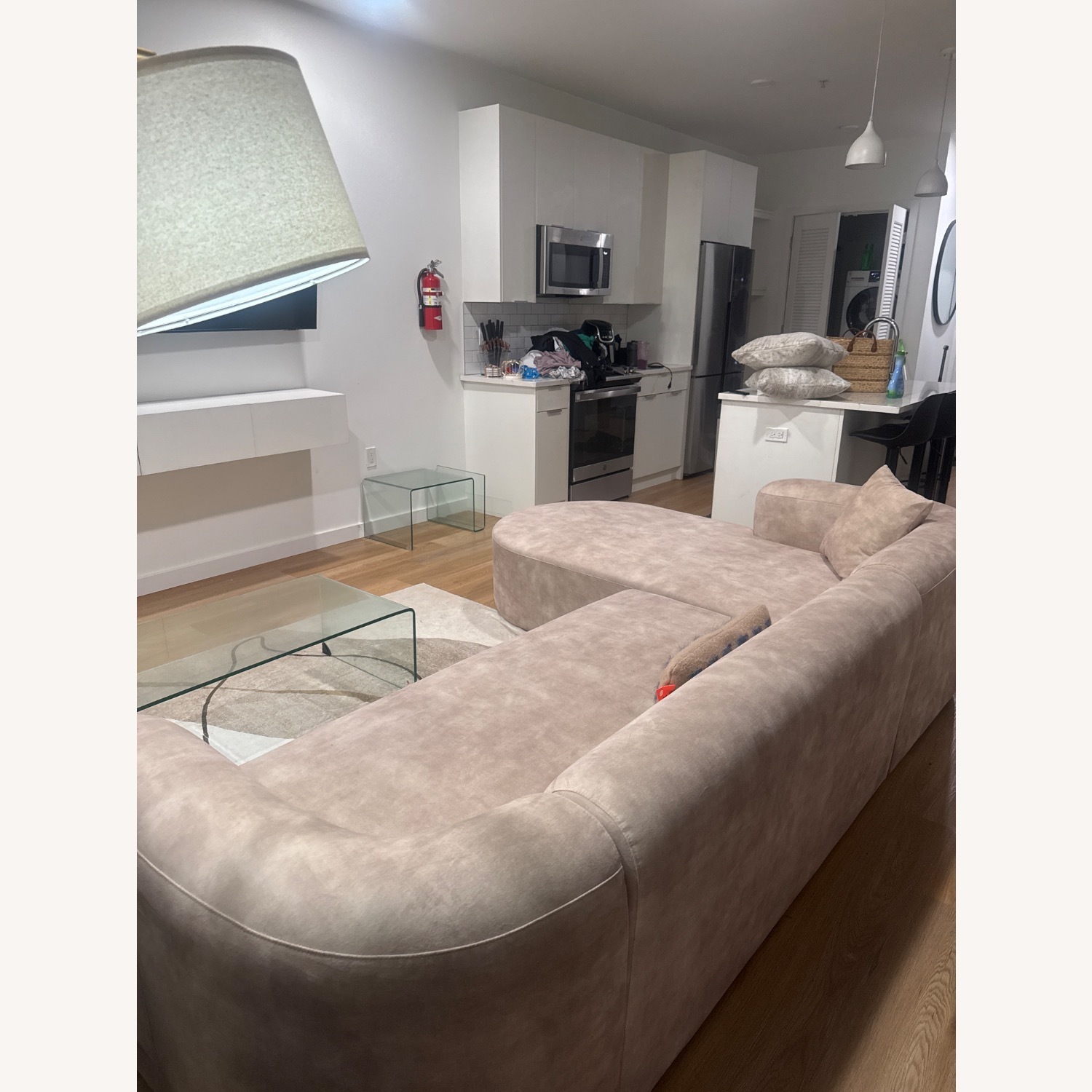 Acanva Luxury Velvet L-Shaped Sectional - image-2