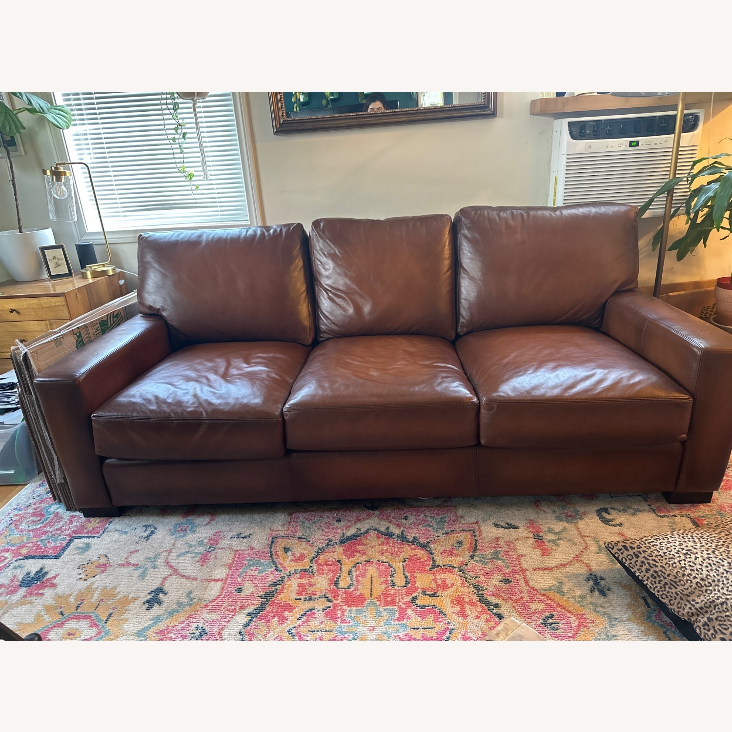 Pottery Barn Turner Square Arm Leather Sofa - image-1