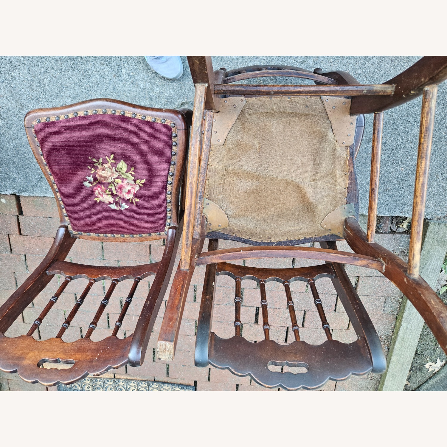 Vintage Needlepoint Victorian-Era Chairs - image-4