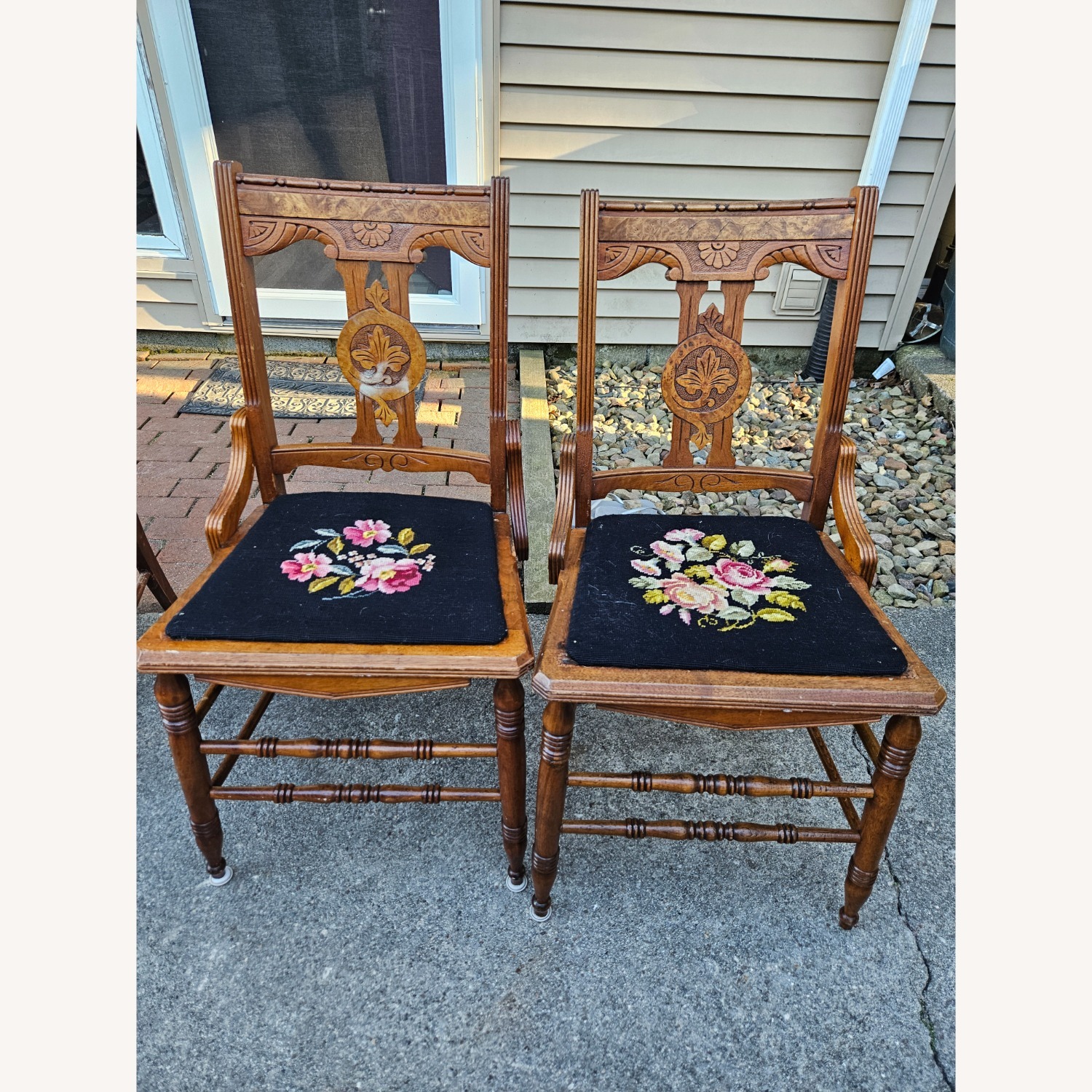 Vintage Pair Victorian Era Parlor Chairs - image-1