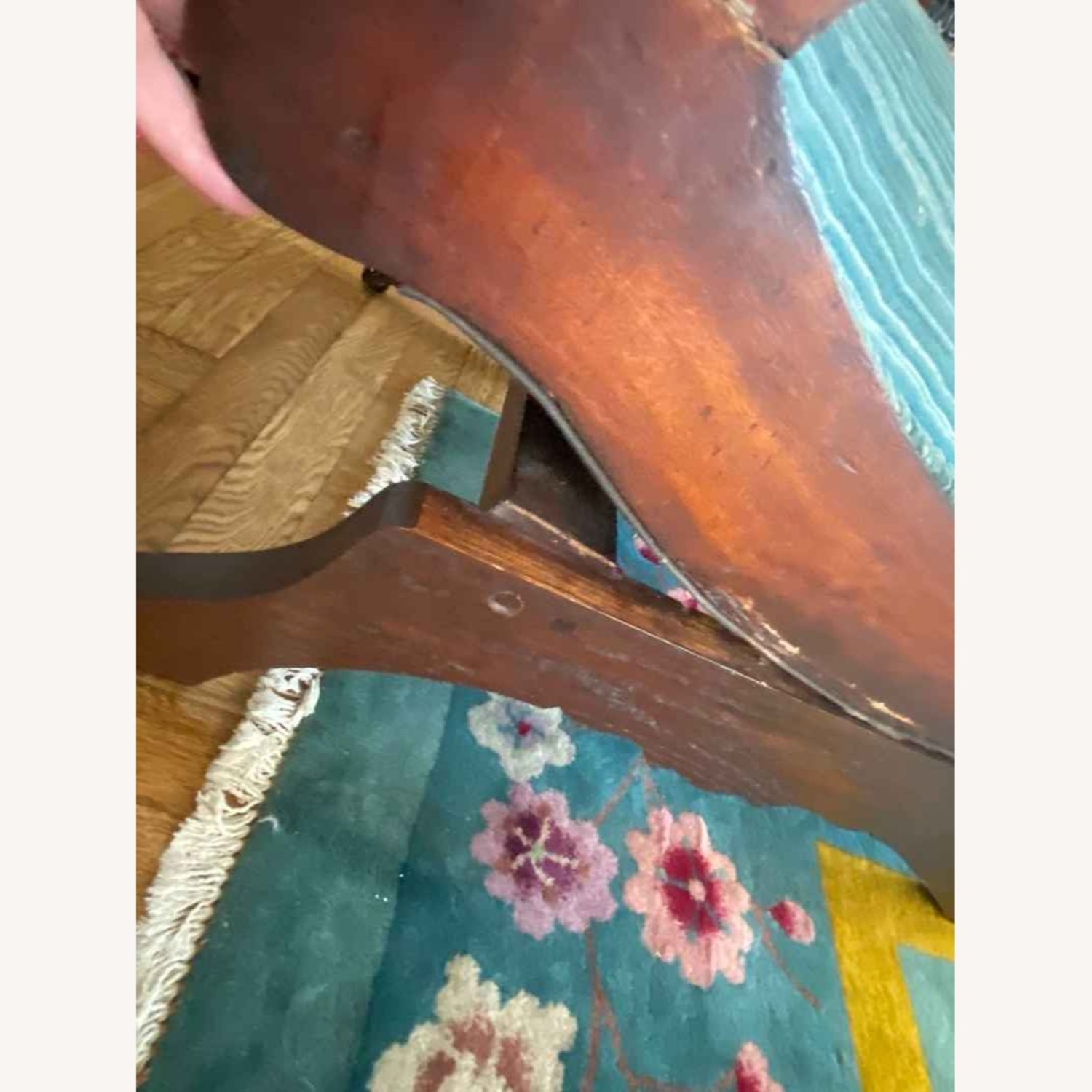 Antique Upholstered Rocking Chair with Carved Wood - image-17