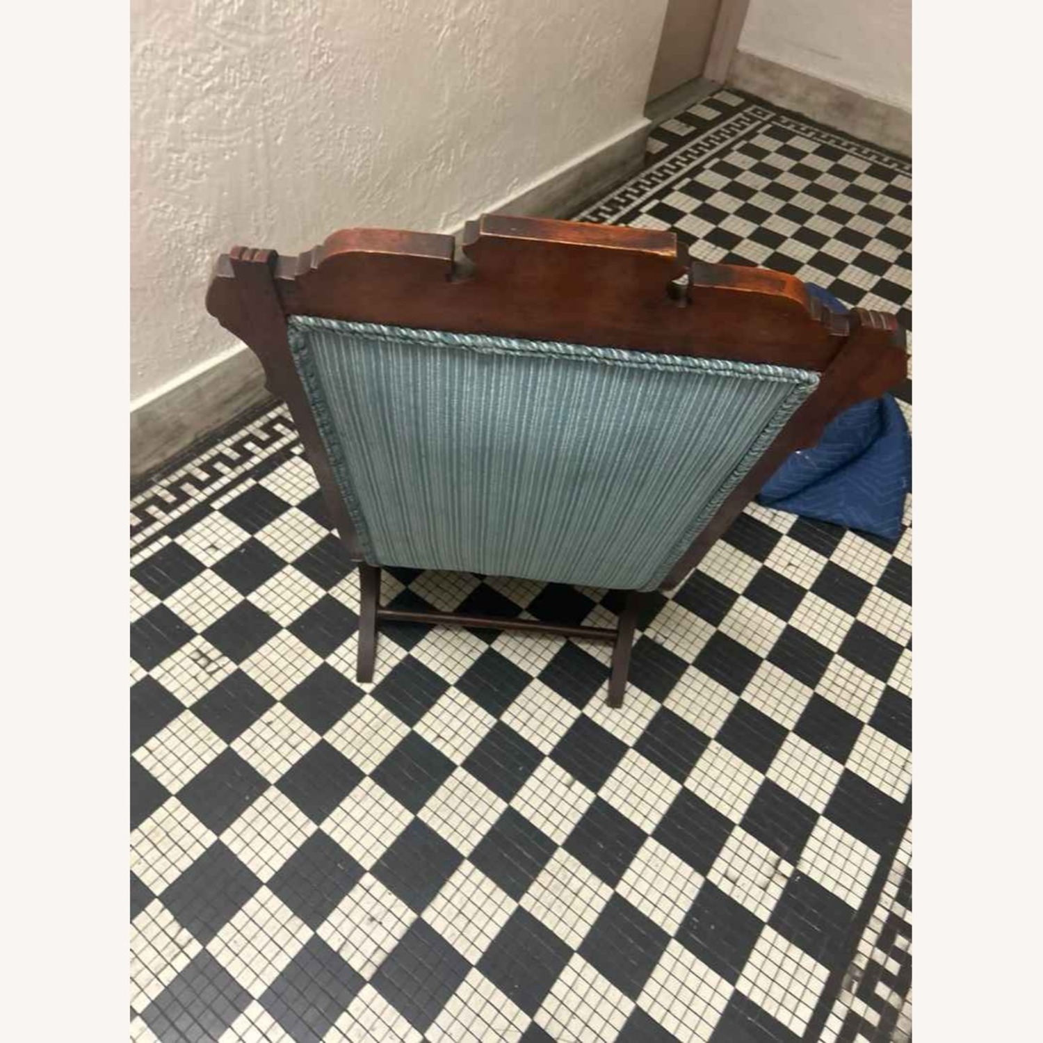 Antique Upholstered Rocking Chair with Carved Wood - image-14