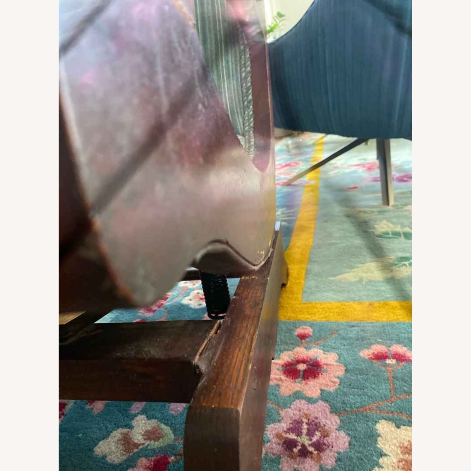 Antique Upholstered Rocking Chair with Carved Wood - image-16