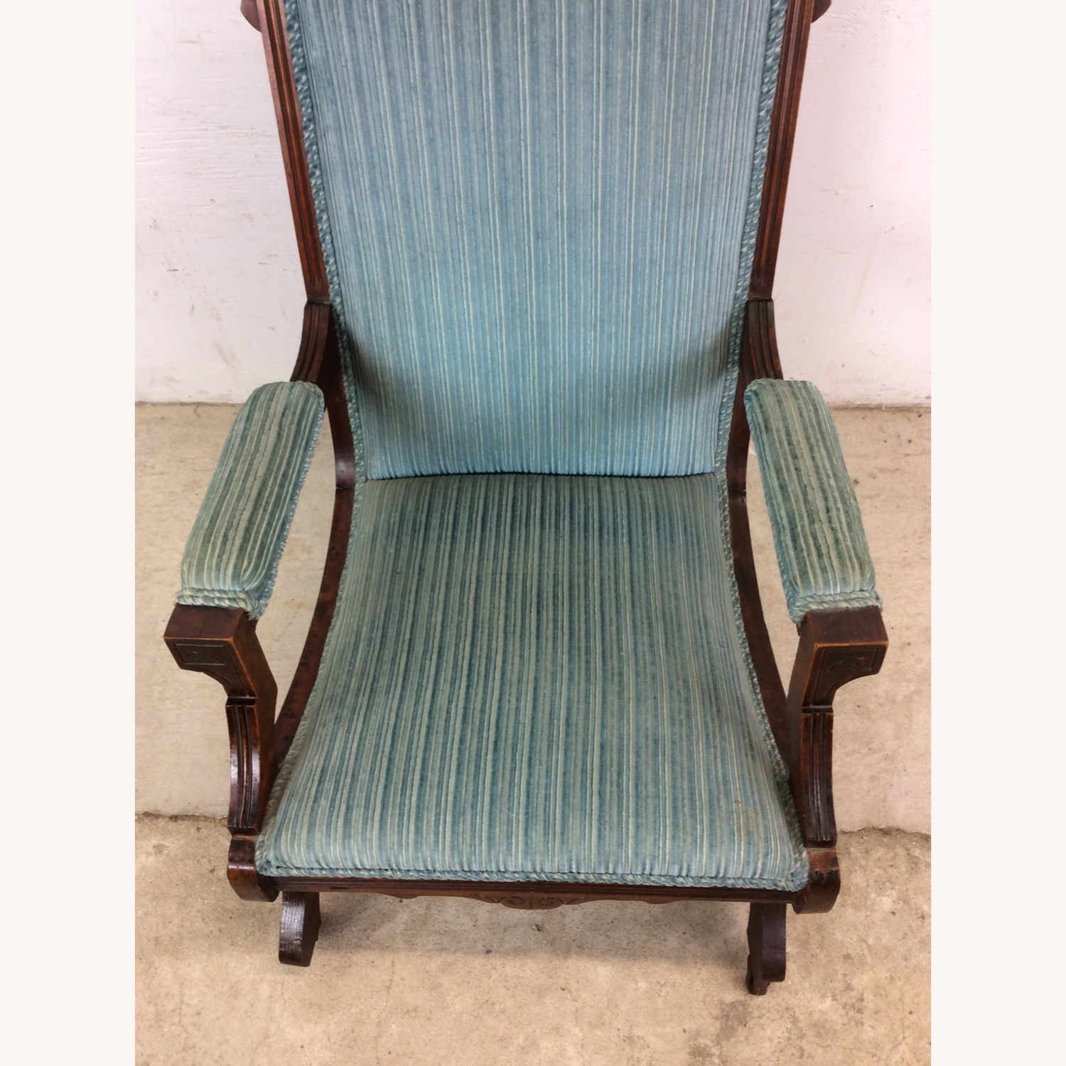 Antique Upholstered Rocking Chair with Carved Wood - image-2