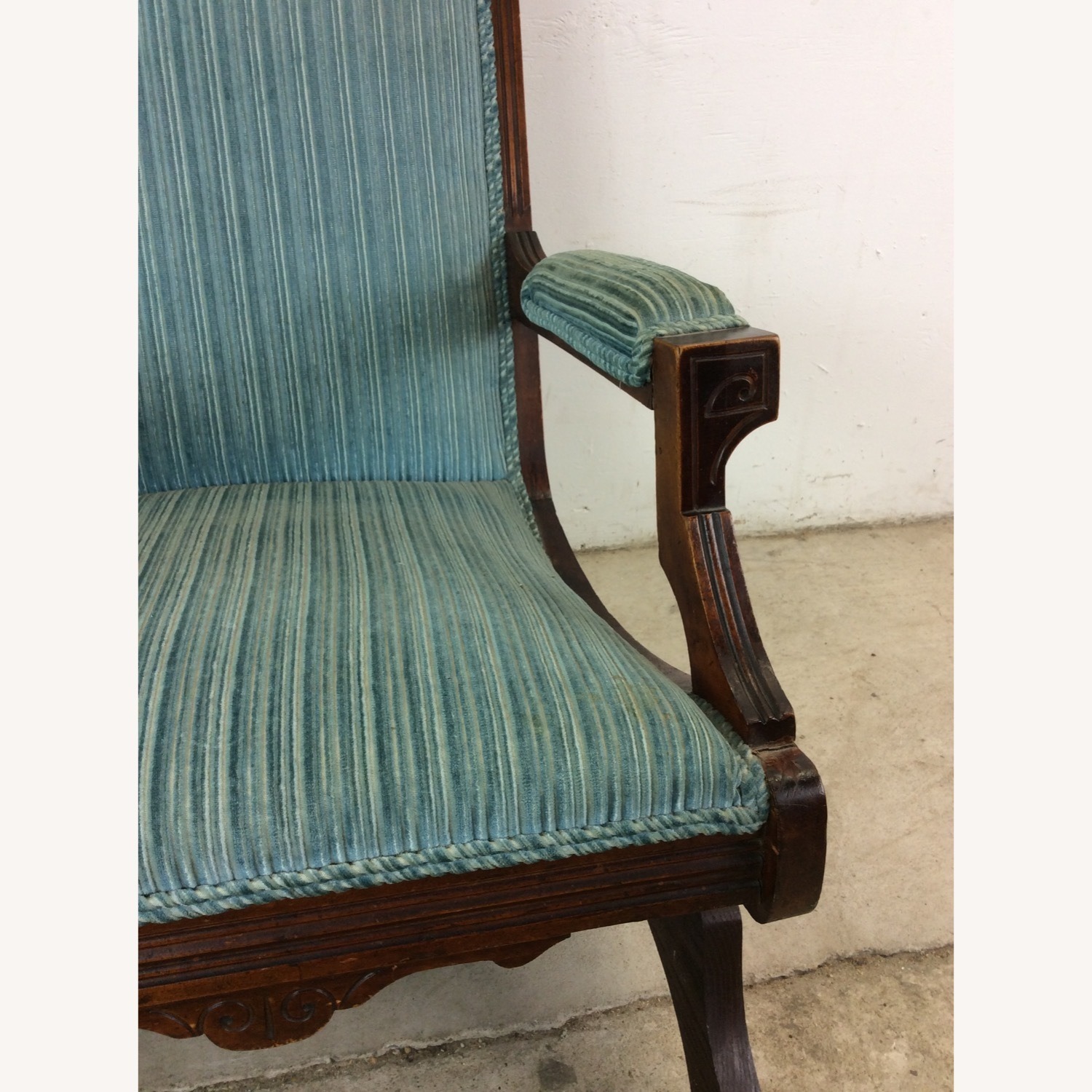 Antique Upholstered Rocking Chair with Carved Wood - image-5