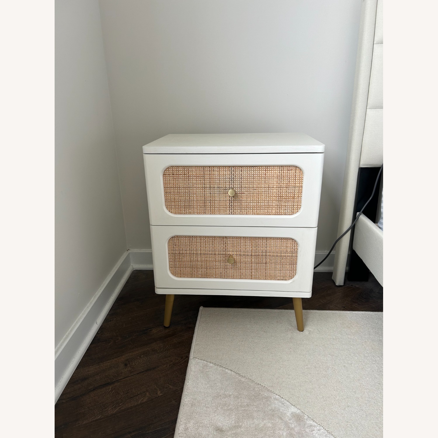 Wayfair Okkra Modern Farmhouse 2-Drawer Woven Nightstand - image-1