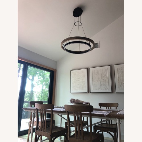 Used Grace LED Chandelier, Matte Black & Weathered Oak for sale on AptDeco