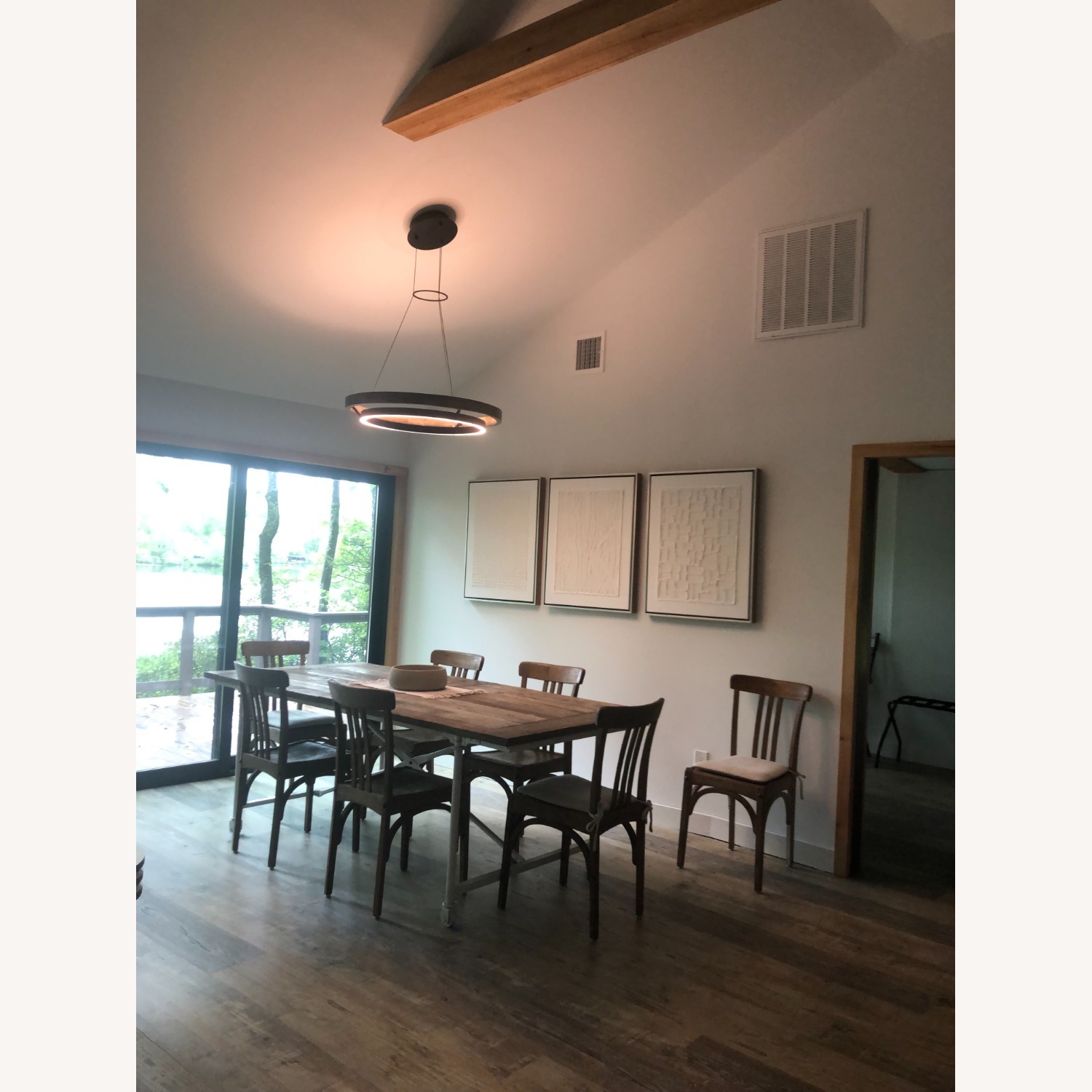 Grace LED Chandelier, Matte Black & Weathered Oak - image-5