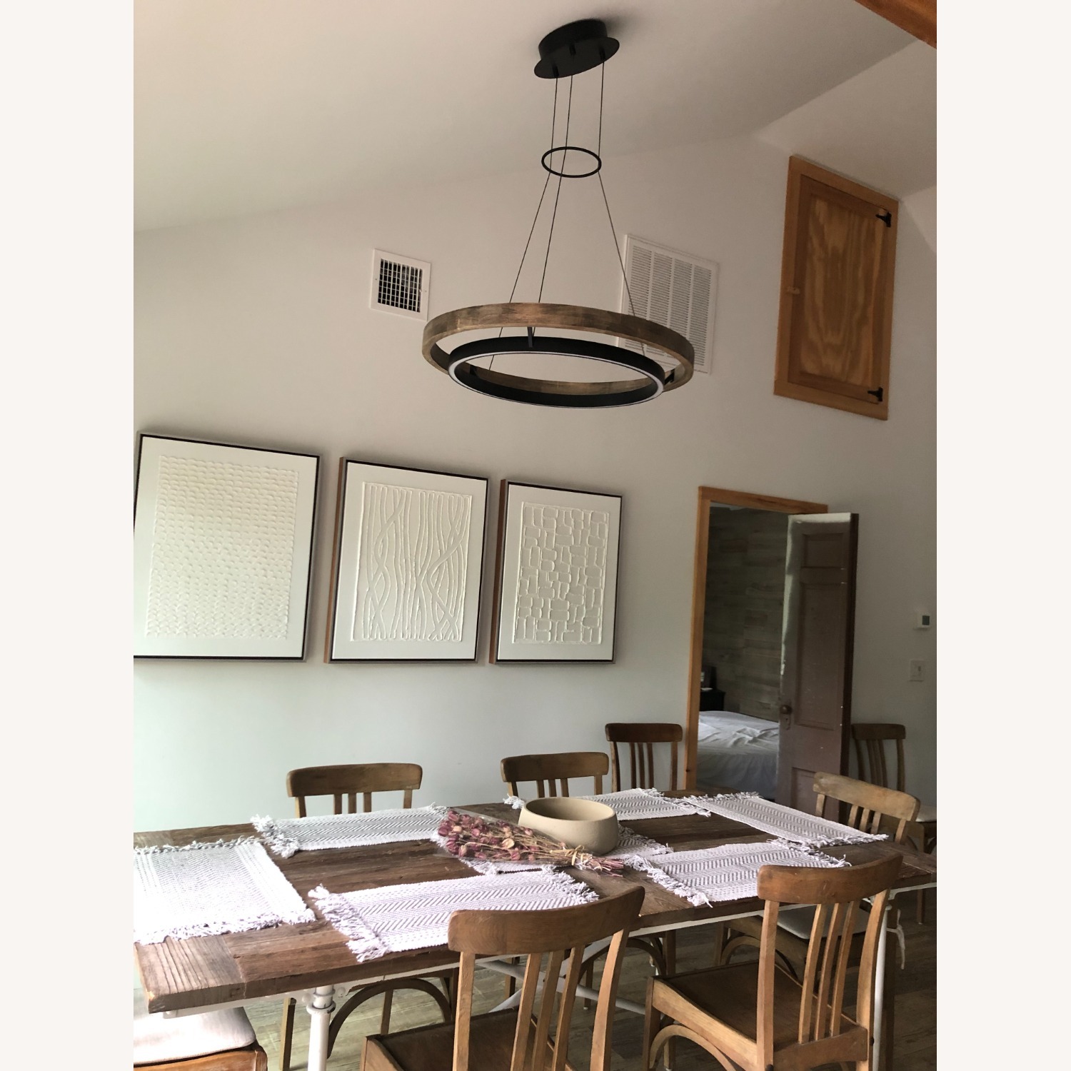 Grace LED Chandelier, Matte Black & Weathered Oak - image-3