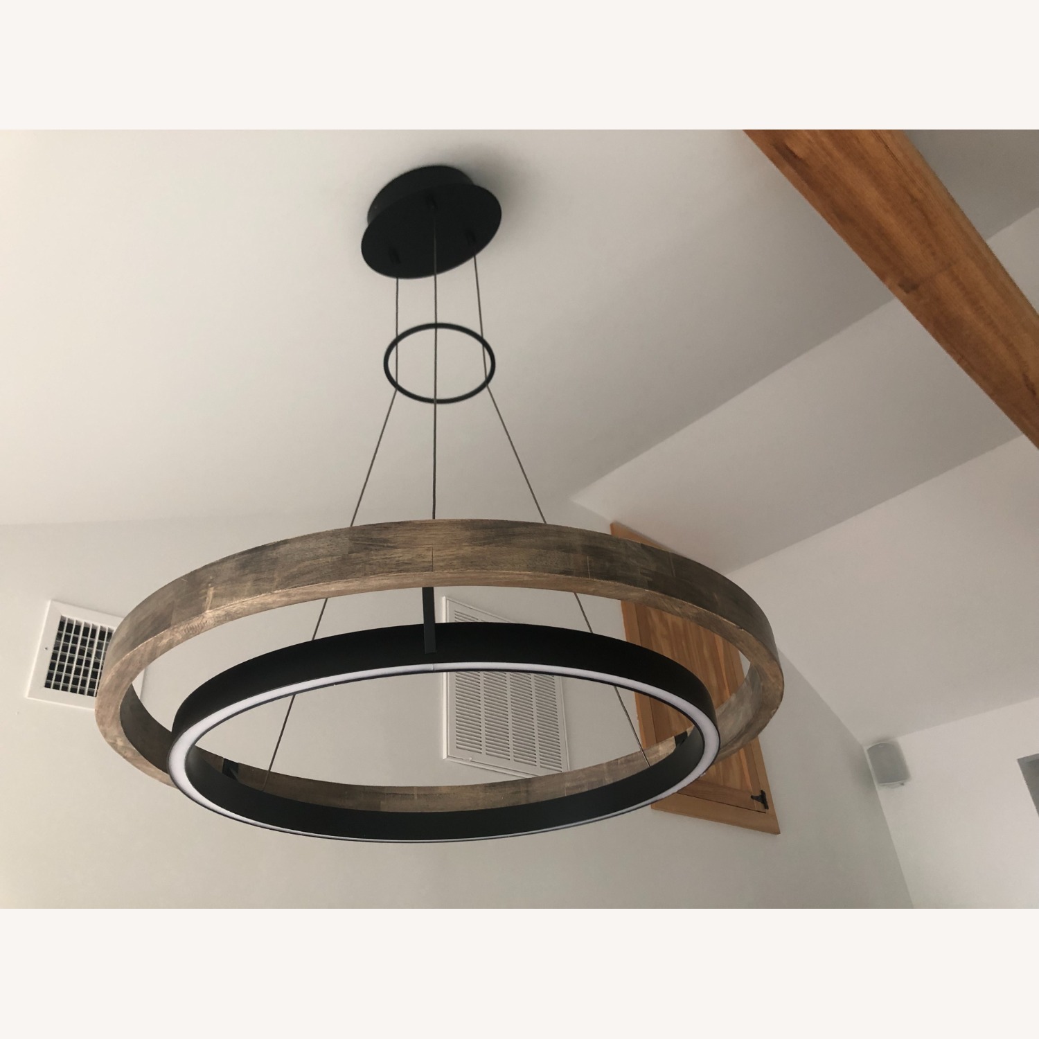 Grace LED Chandelier, Matte Black & Weathered Oak - image-2