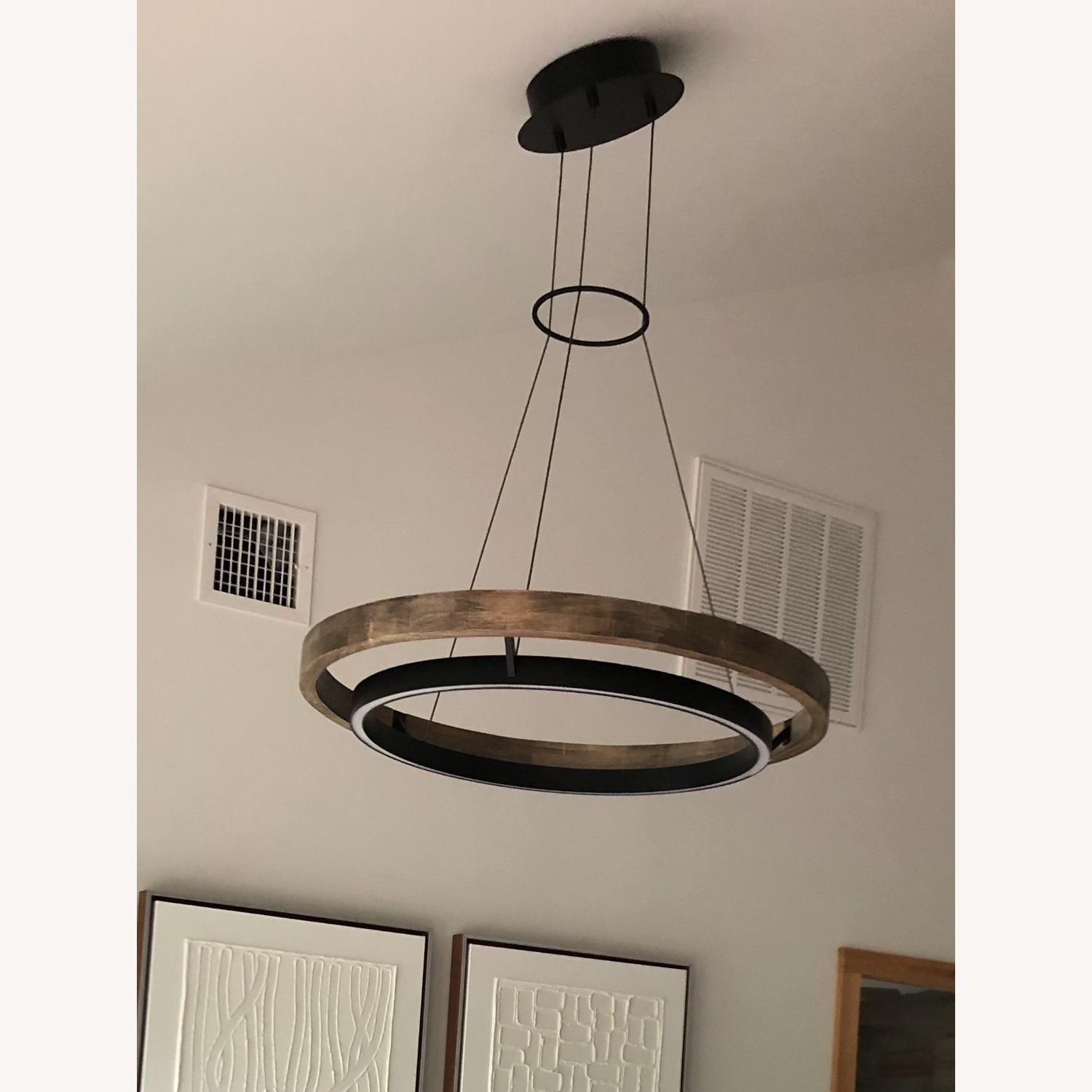 Grace LED Chandelier, Matte Black & Weathered Oak - image-6