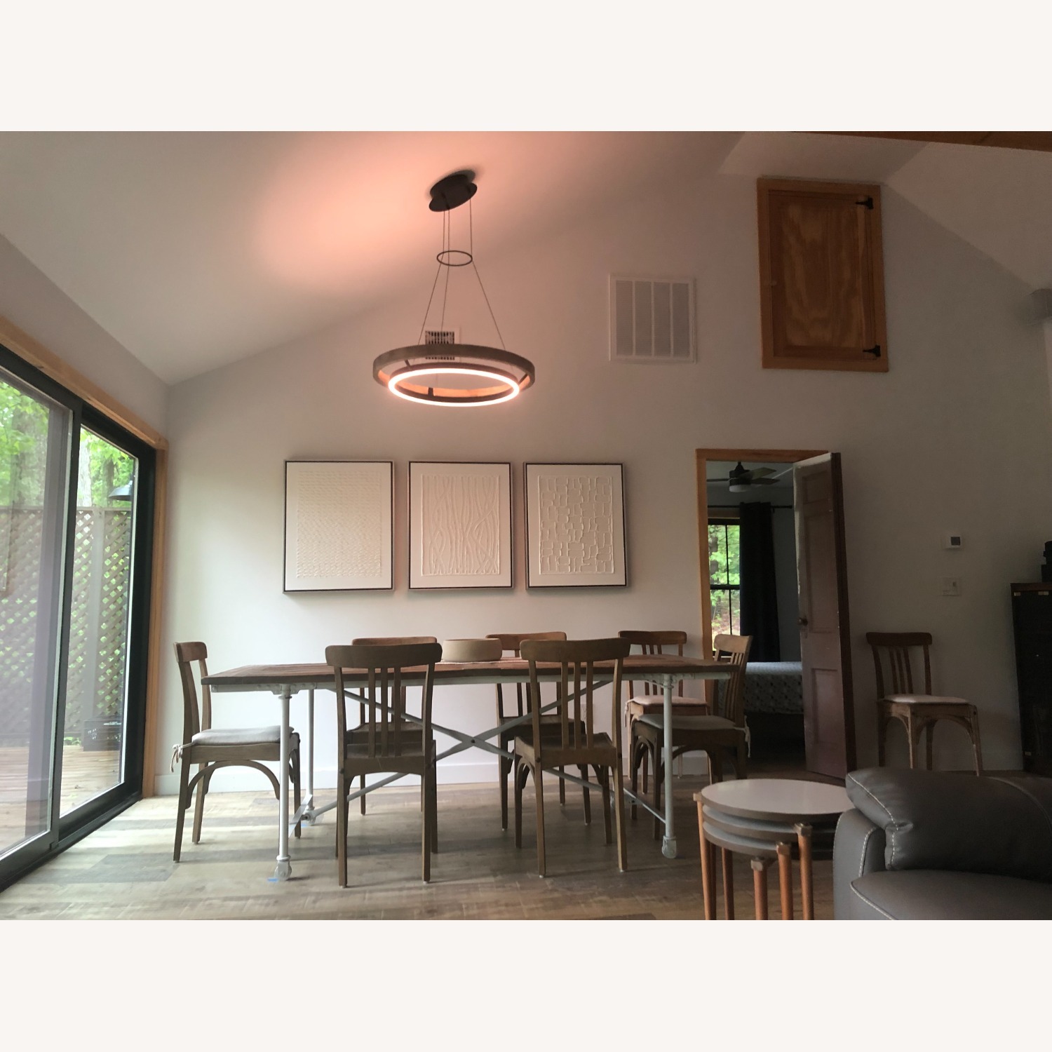 Grace LED Chandelier, Matte Black & Weathered Oak - image-4