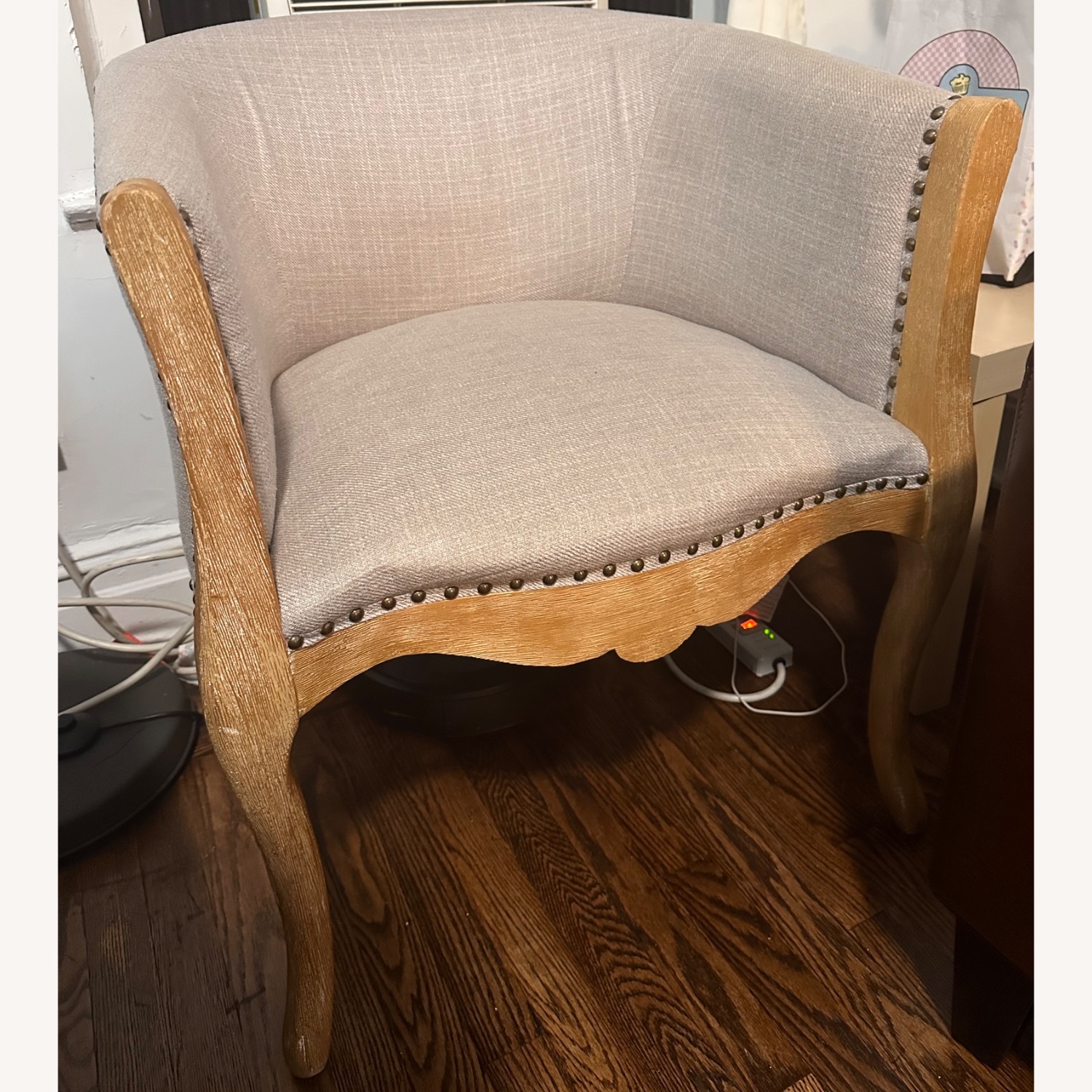 White-Washed Wood Accent Chair - image-1