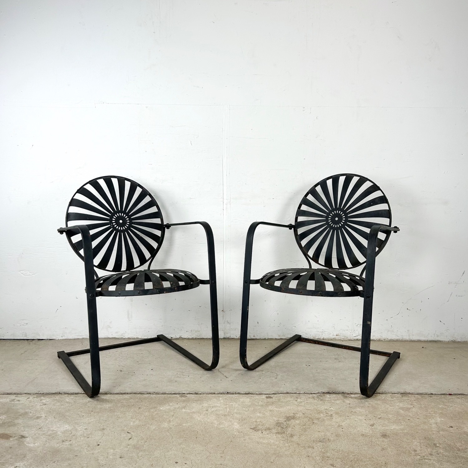 Vintage Patio Chairs attr François Carré- Pair - image-1