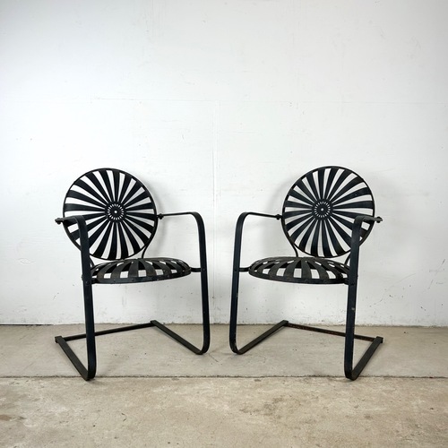 Used Vintage Patio Chairs attr François Carré- Pair for sale on AptDeco