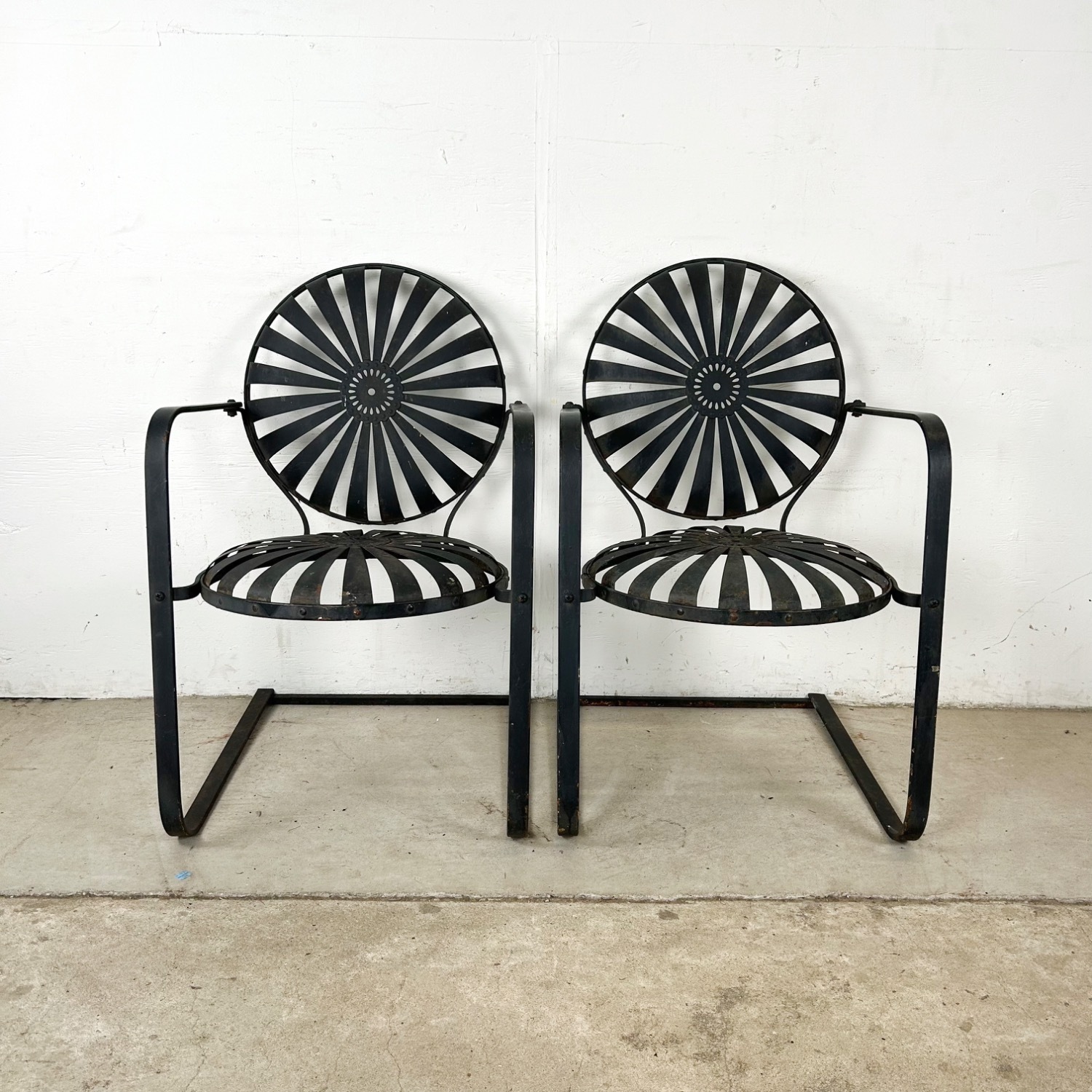 Vintage Patio Chairs attr François Carré- Pair - image-6