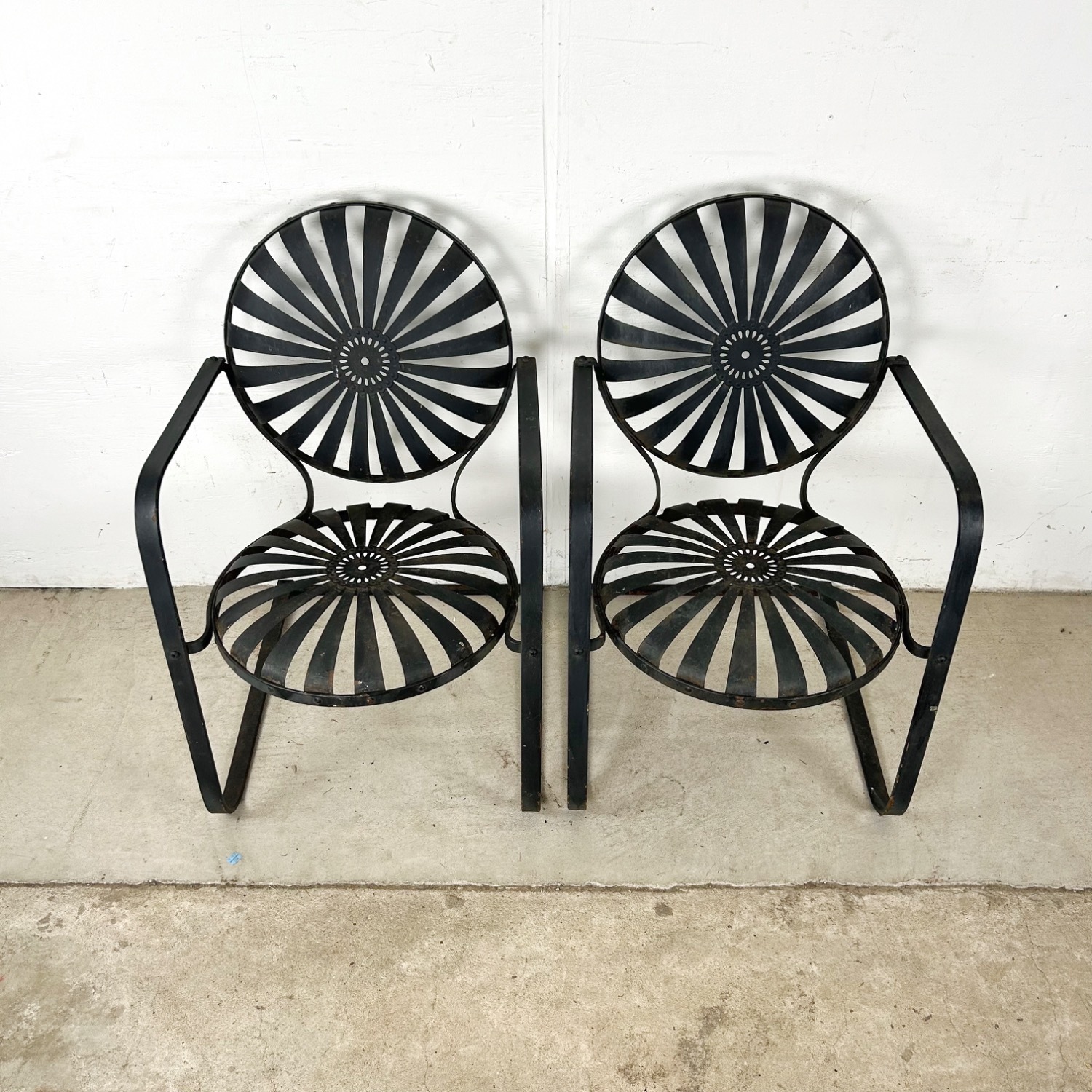 Vintage Patio Chairs attr François Carré- Pair - image-2