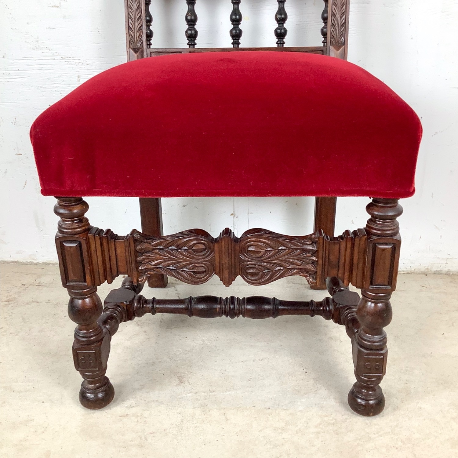 Antique Victorian Side Chair in Red Velvet - image-6