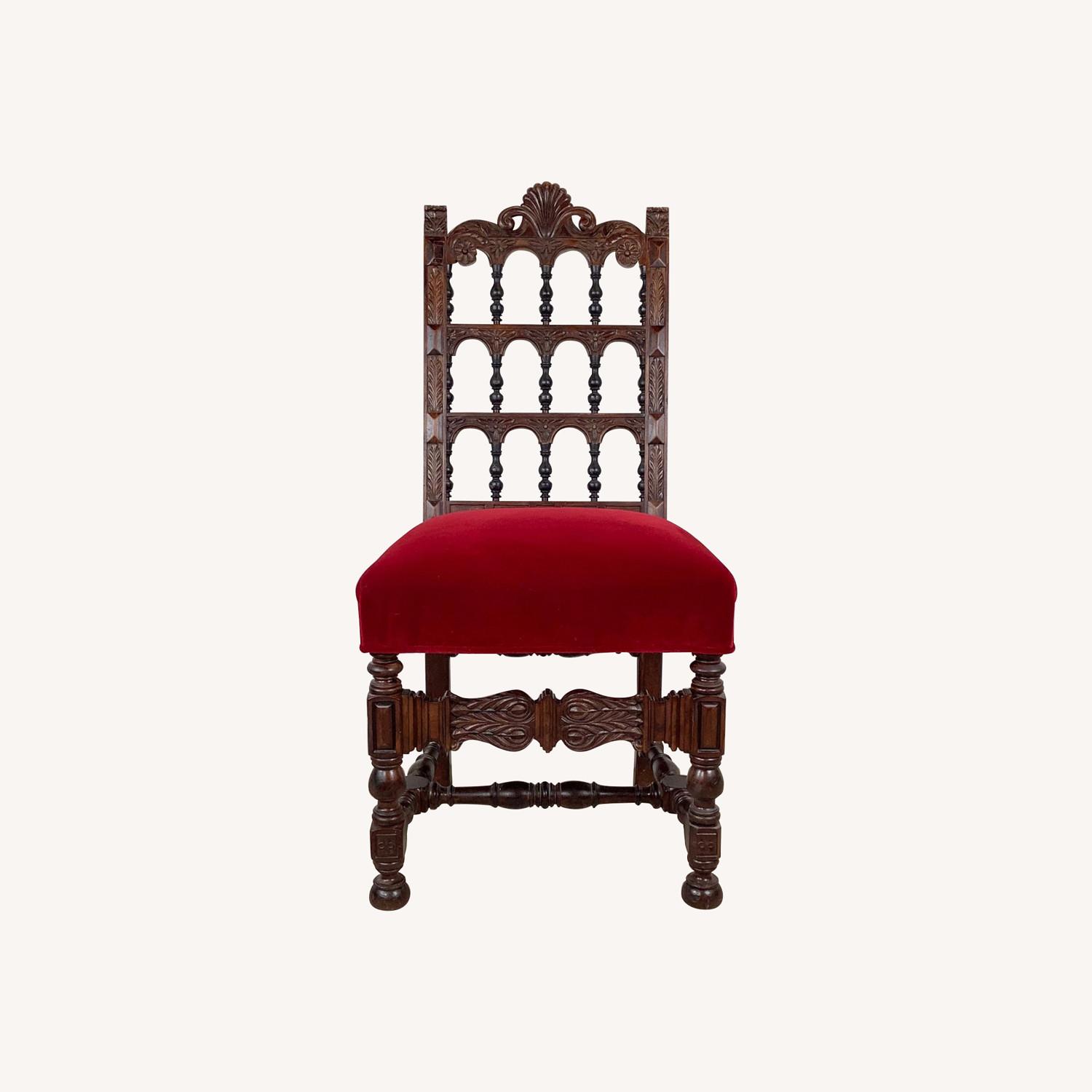 Antique Victorian Side Chair in Red Velvet - image-0