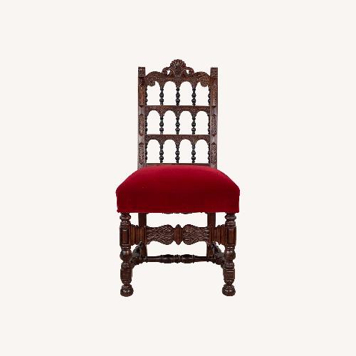 Used Antique Victorian Side Chair in Red Velvet for sale on AptDeco