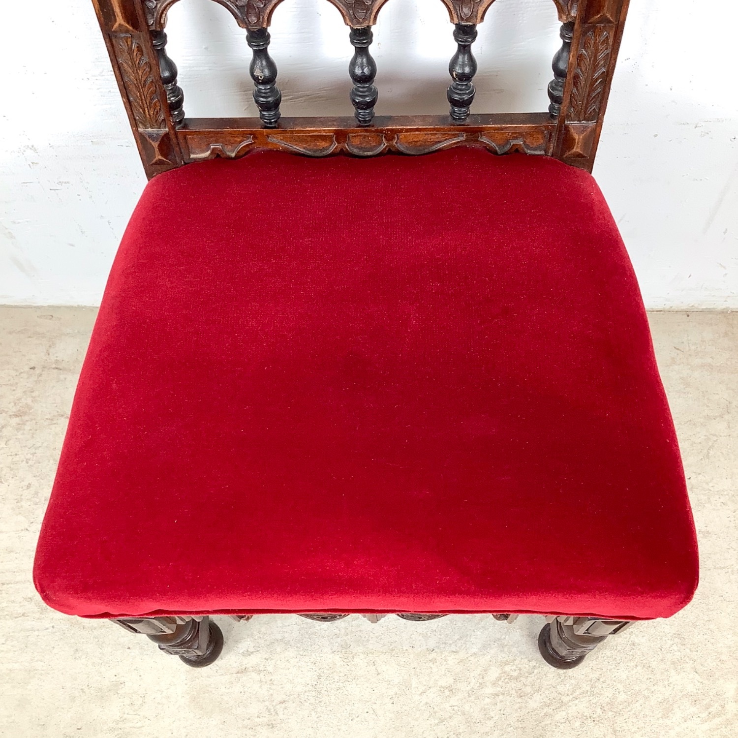 Antique Victorian Side Chair in Red Velvet - image-5