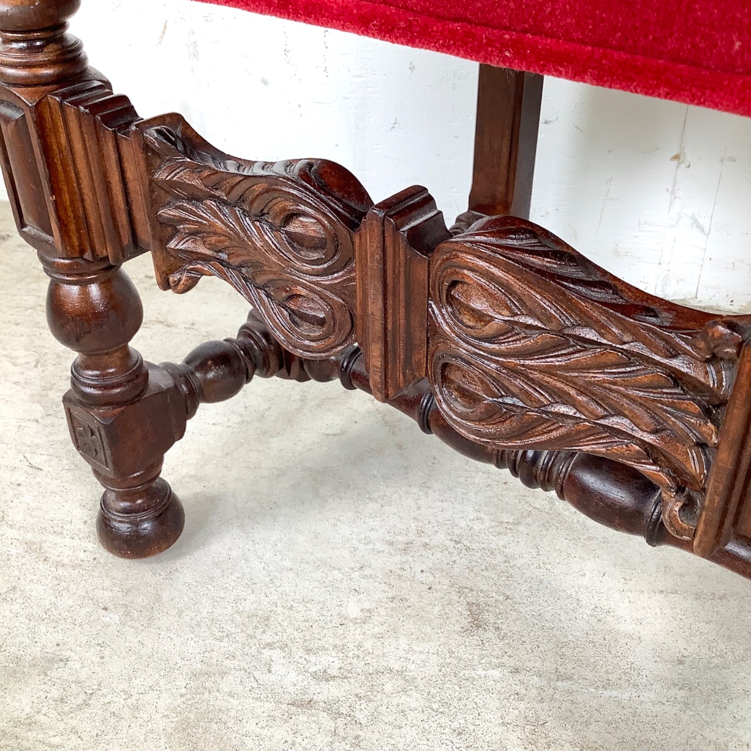 Antique Victorian Side Chair in Red Velvet - image-14